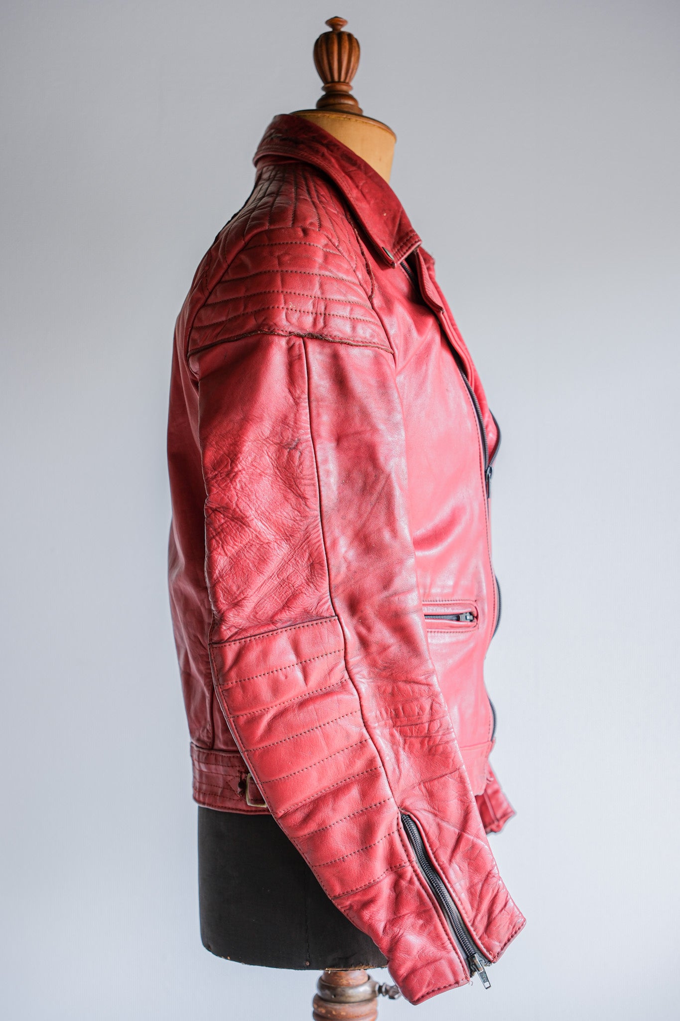 【~70’s】Vintage Lewis Leathers Red Leather Riders Jacket Size.40 "EUROPE"