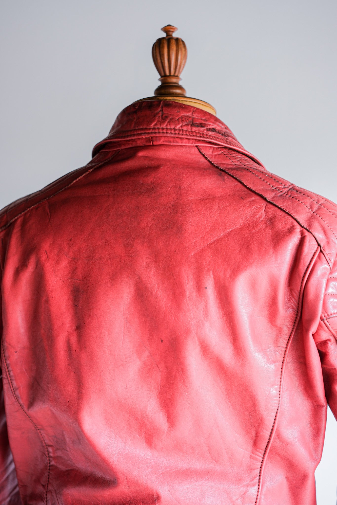 【~70’s】Vintage Lewis Leathers Red Leather Riders Jacket Size.40 "EUROPE"