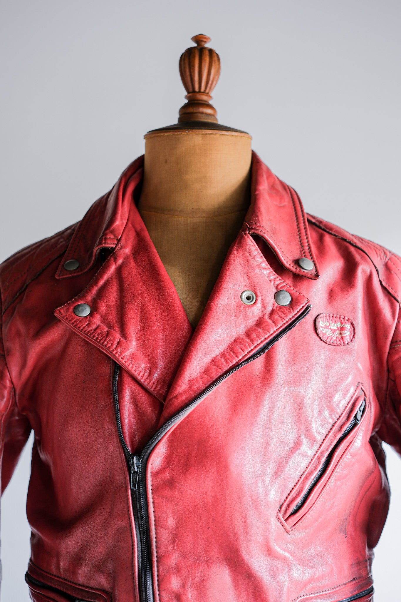 【~70’s】Vintage Lewis Leathers Red Leather Riders Jacket Size.40 "EUROPE"
