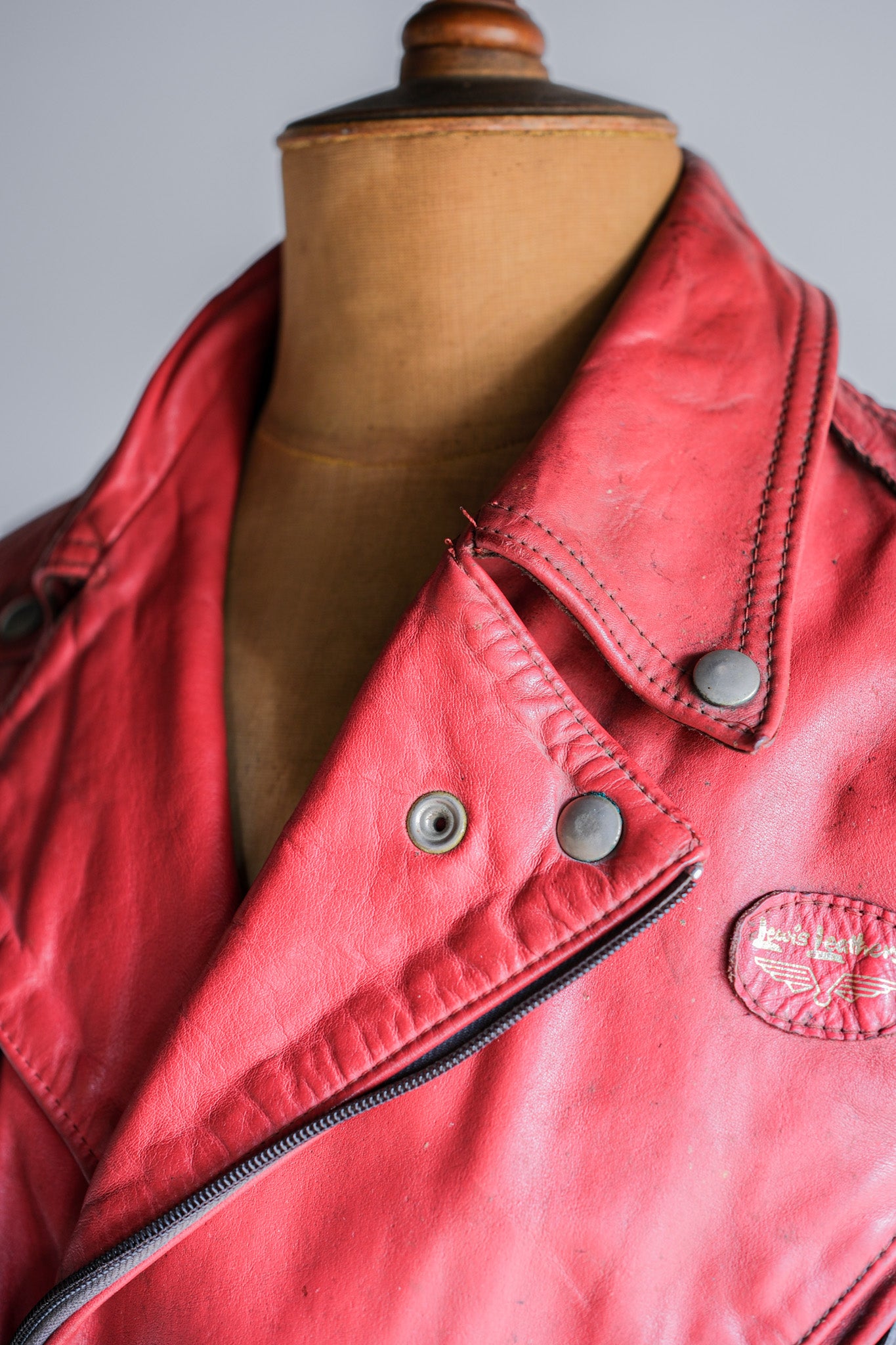 【~70’s】Vintage Lewis Leathers Red Leather Riders Jacket Size.40 "EUROPE"