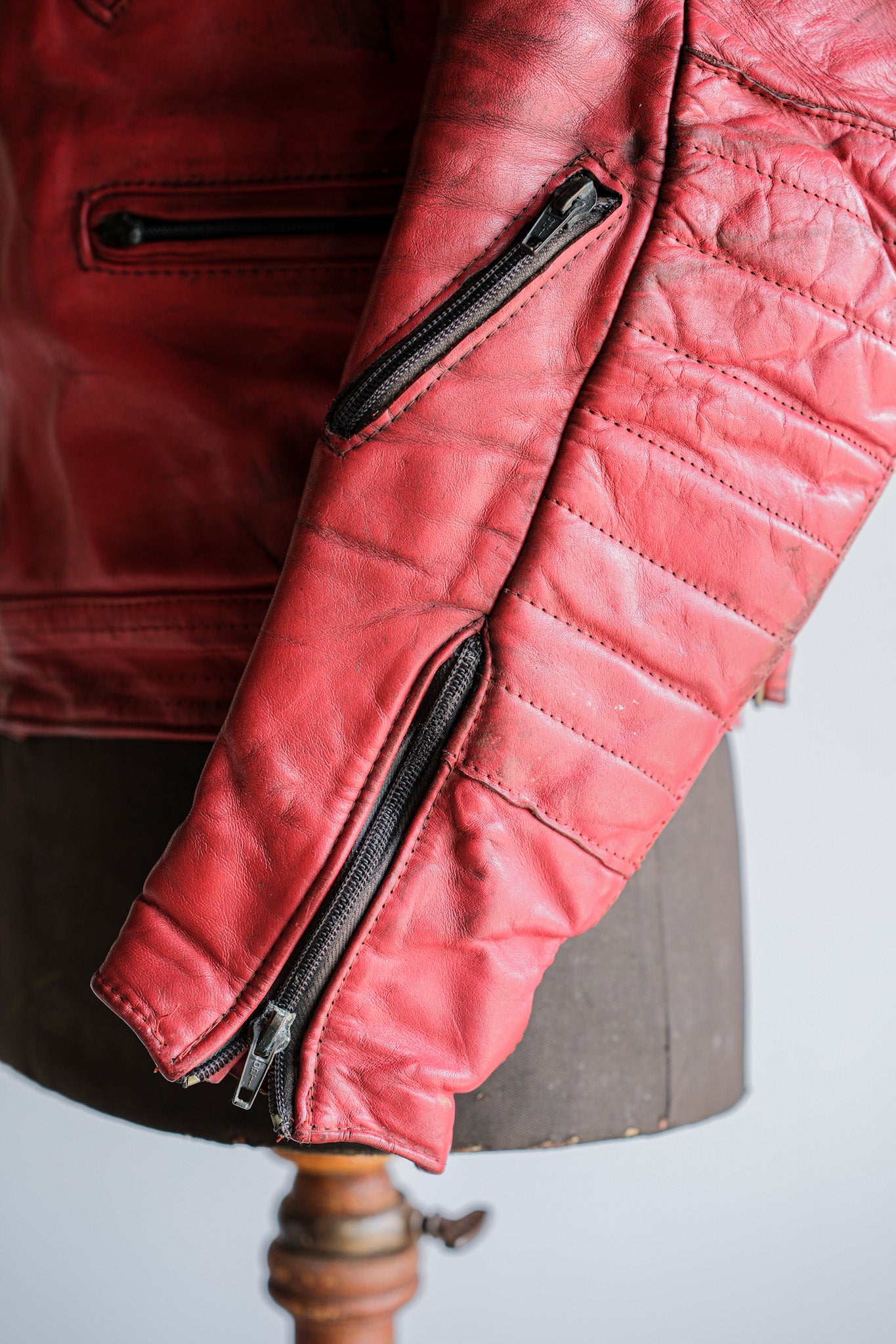 【~70’s】Vintage Lewis Leathers Red Leather Riders Jacket Size.40 "EUROPE"