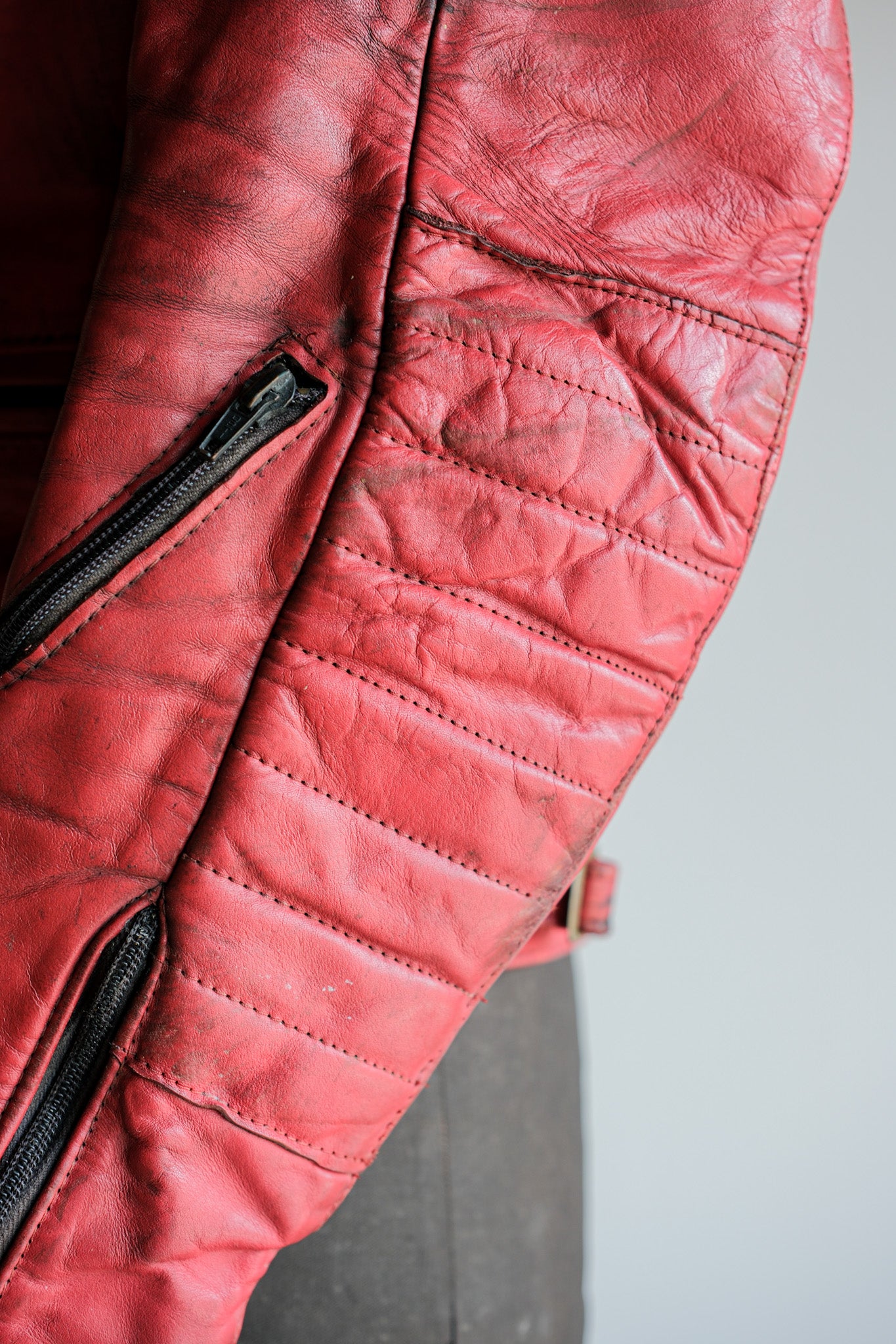 【~70’s】Vintage Lewis Leathers Red Leather Riders Jacket Size.40 "EUROPE"