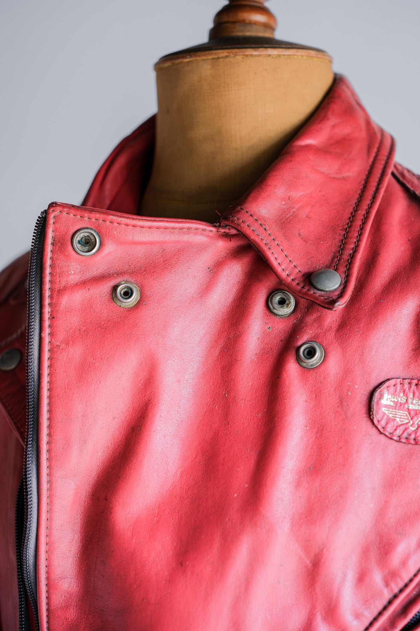 【~70’s】Vintage Lewis Leathers Red Leather Riders Jacket Size.40 "EUROPE"
