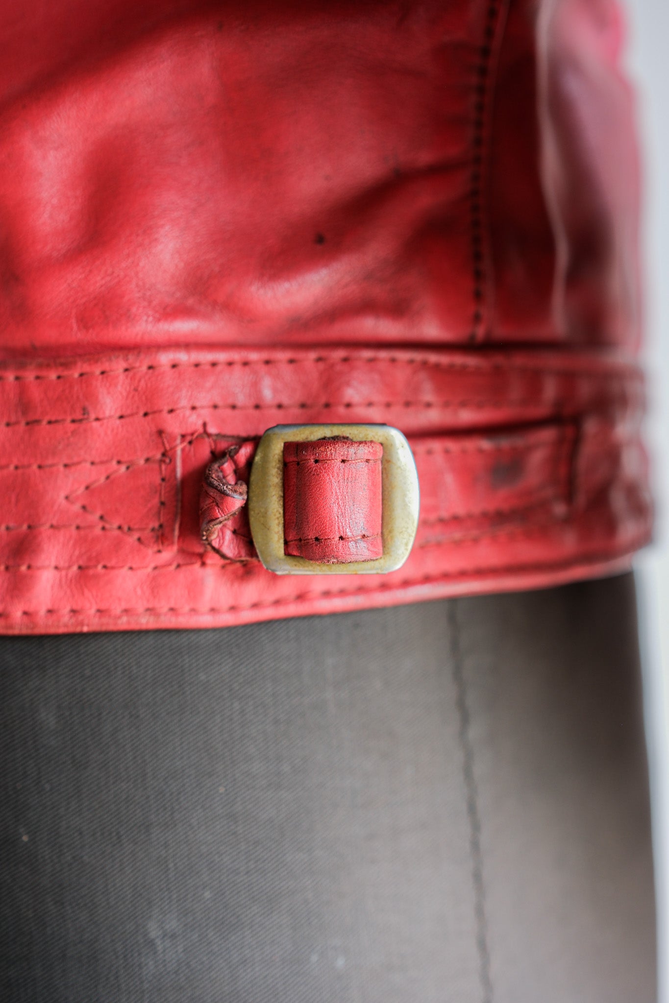 【~70’s】Vintage Lewis Leathers Red Leather Riders Jacket Size.40 "EUROPE"