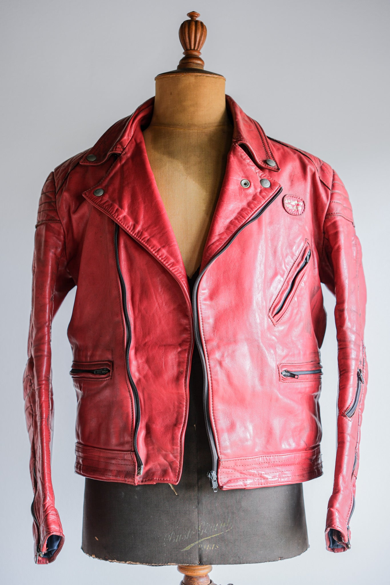 【~70’s】Vintage Lewis Leathers Red Leather Riders Jacket Size.40 "EUROPE"