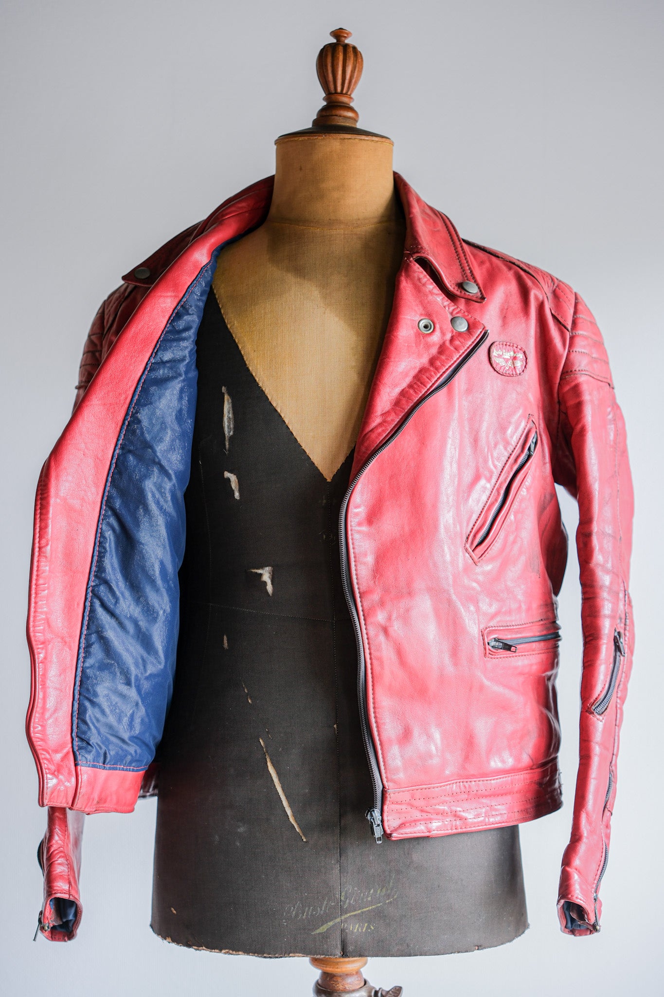 【~70’s】Vintage Lewis Leathers Red Leather Riders Jacket Size.40 "EUROPE"