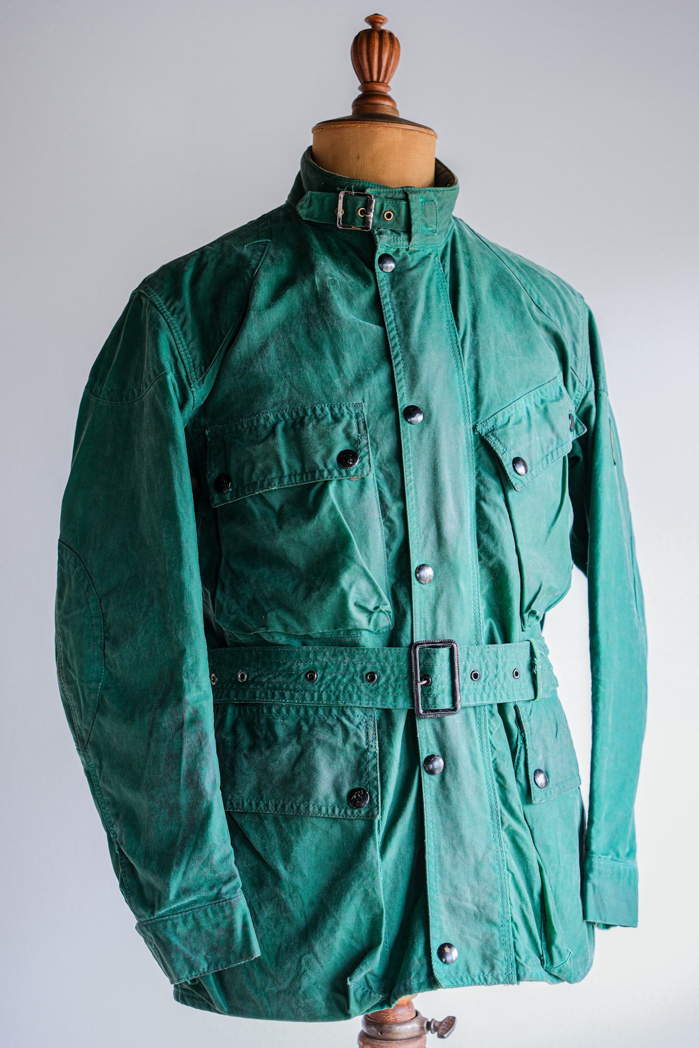 【~60's】Vintage Belstaff Green Waxed Jacket Size.38 "TRIALMASTER"