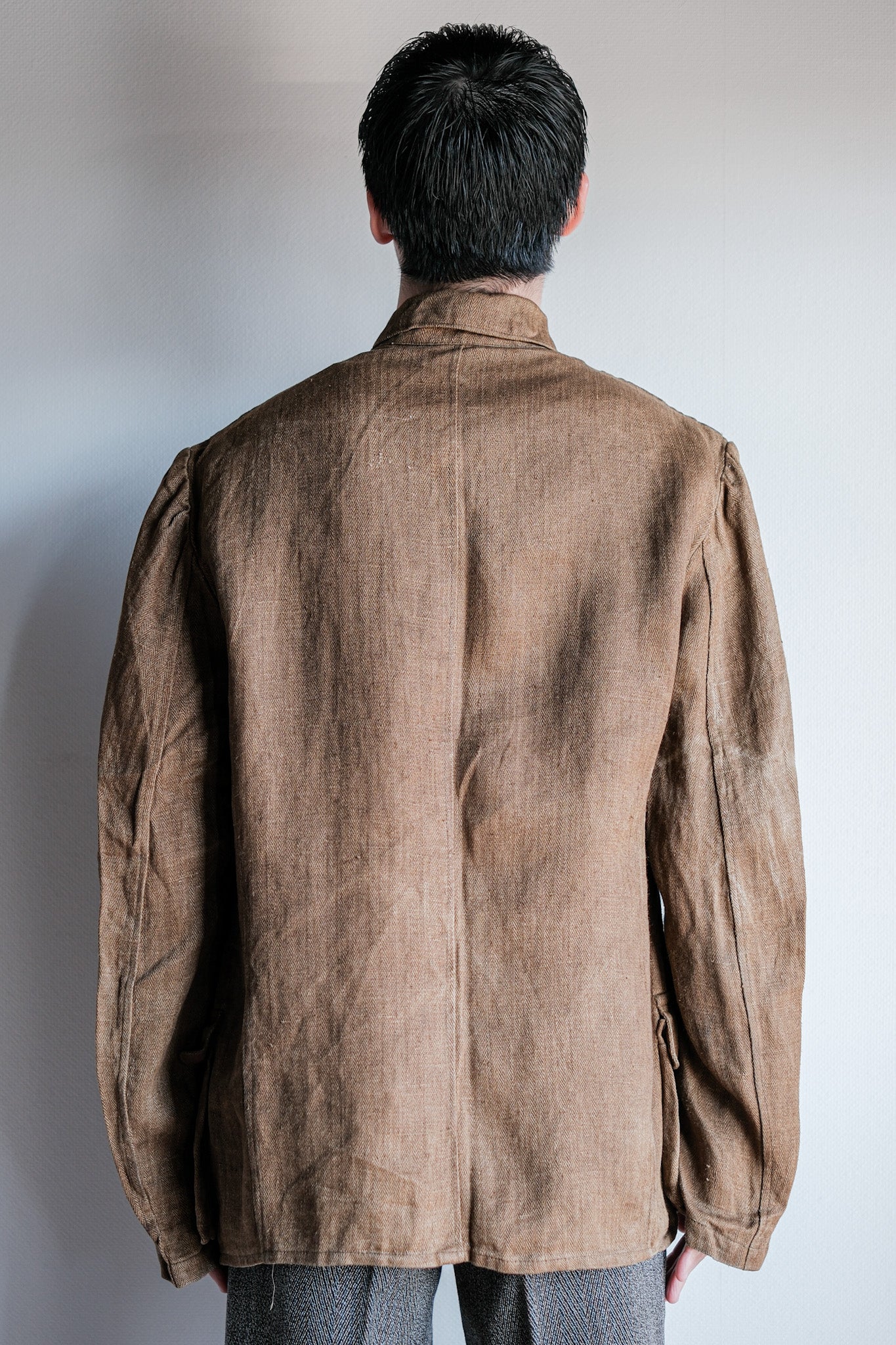 【~40's】WWⅡ German Army Drillich HBT Linen Jacket "Unusual Color" "Wehrmacht"