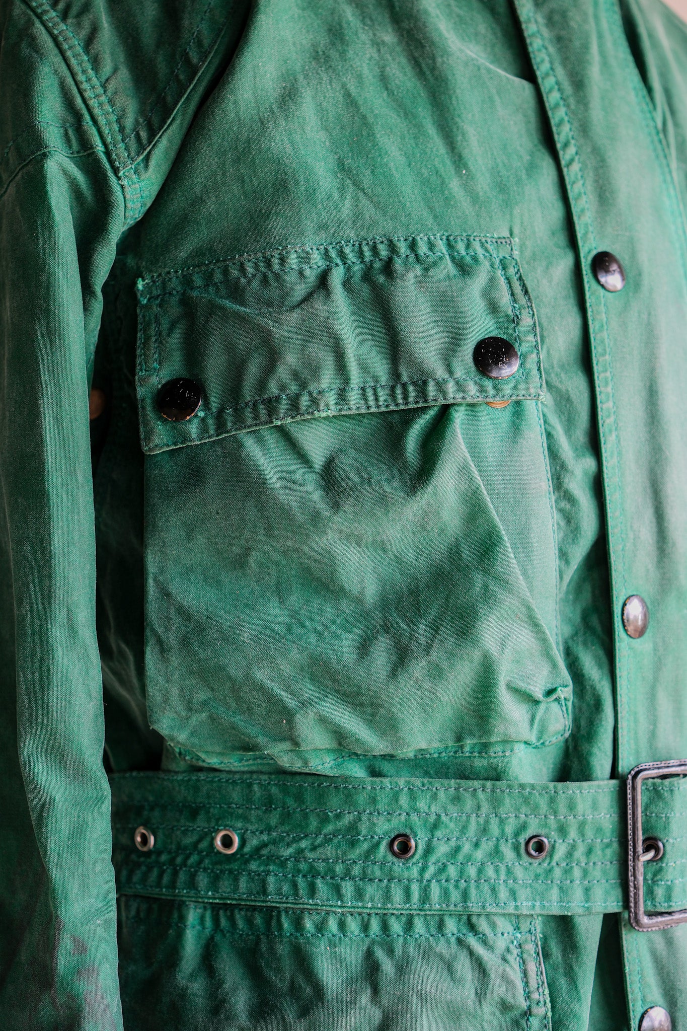 【~60's】Vintage Belstaff Green Waxed Jacket Size.38 "TRIALMASTER"