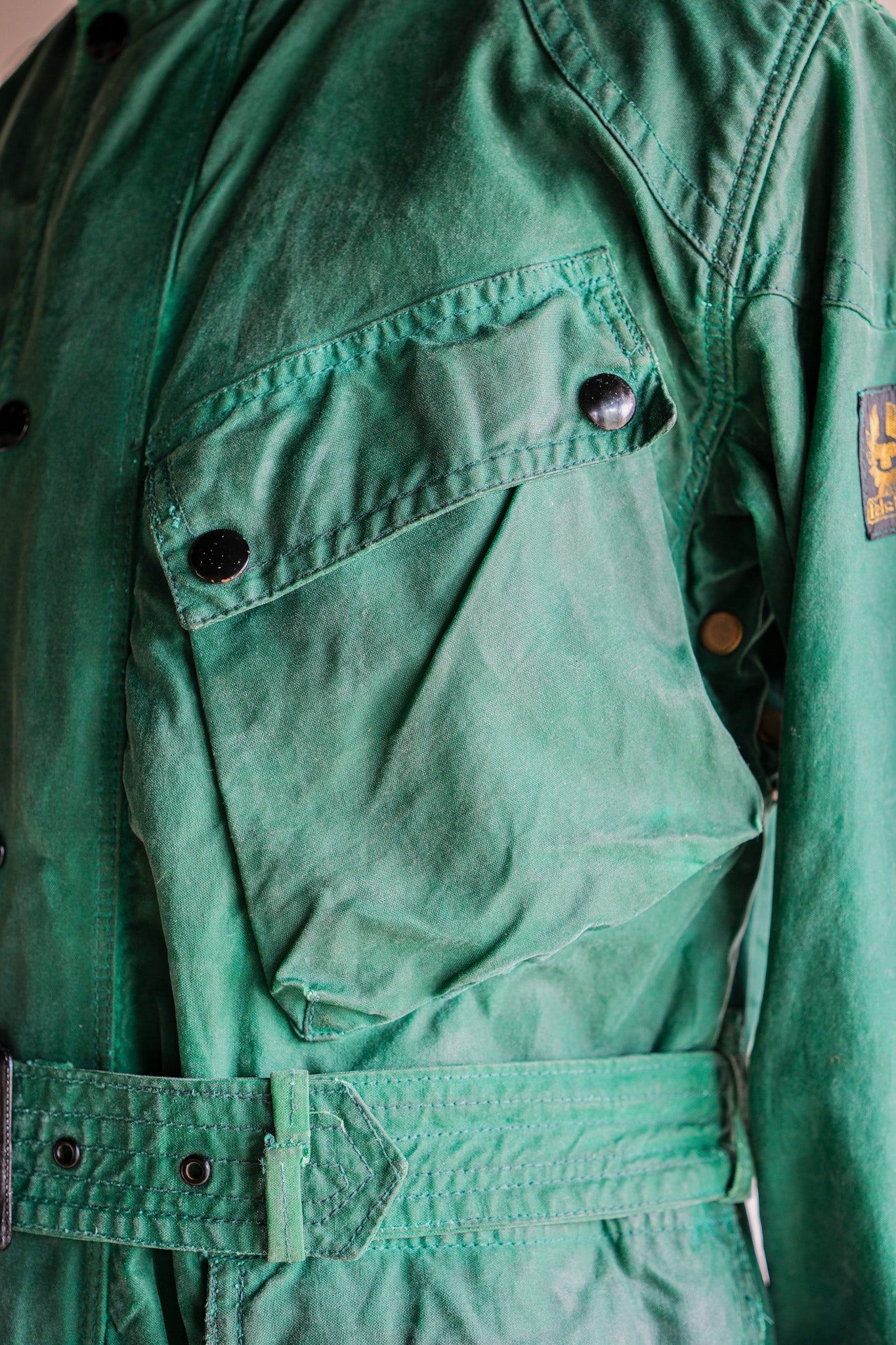 【~60's】Vintage Belstaff Green Waxed Jacket Size.38 "TRIALMASTER"