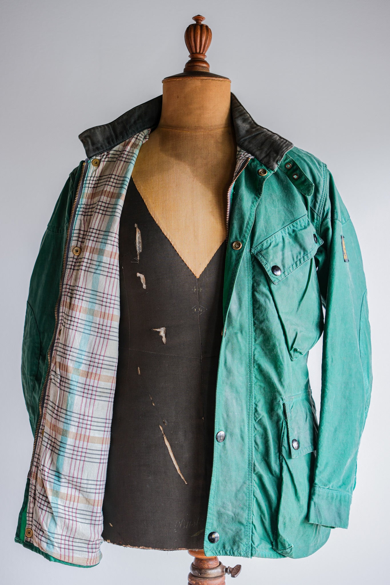 【~60's】Vintage Belstaff Green Waxed Jacket Size.38 "TRIALMASTER"