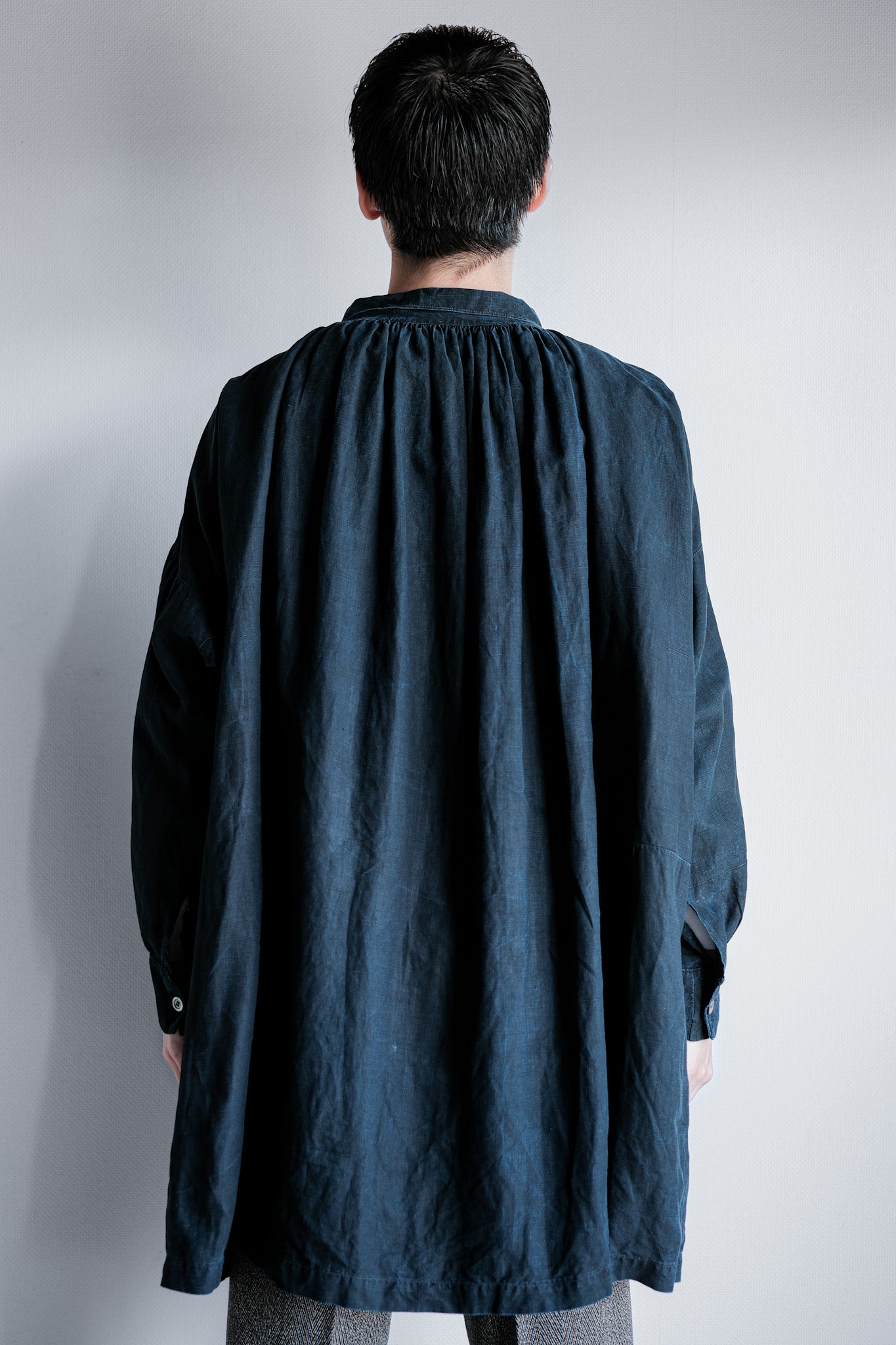 【Early 20th C】French Antique Indigo Linen Smock "Biaude"