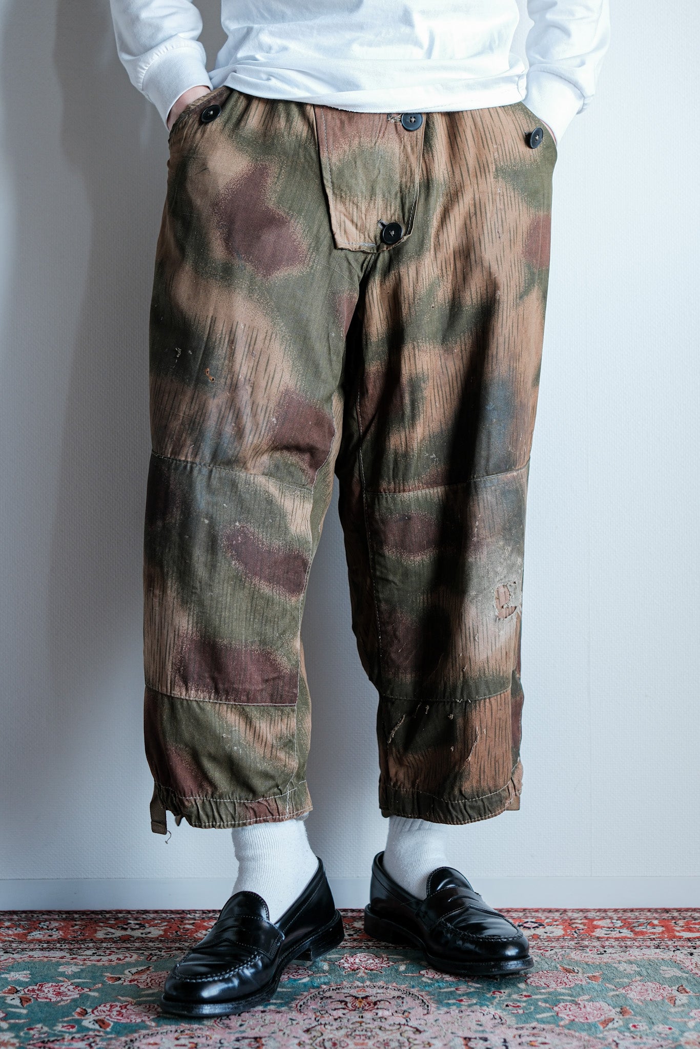 【~40's】WWⅡ German Army Sumpftarnmuster 44 Camouflage 43 Pattern Winter Trousers "Wehrmacht"