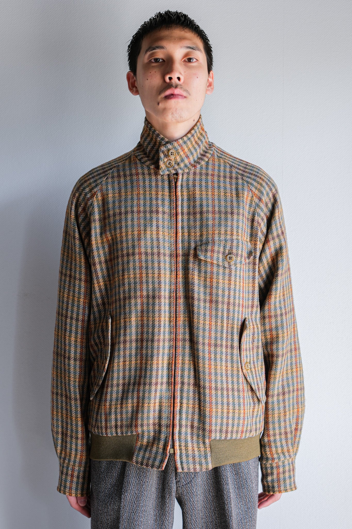 【~60's】British Vintage Raglan Sleeve Wool Plaid Blouson