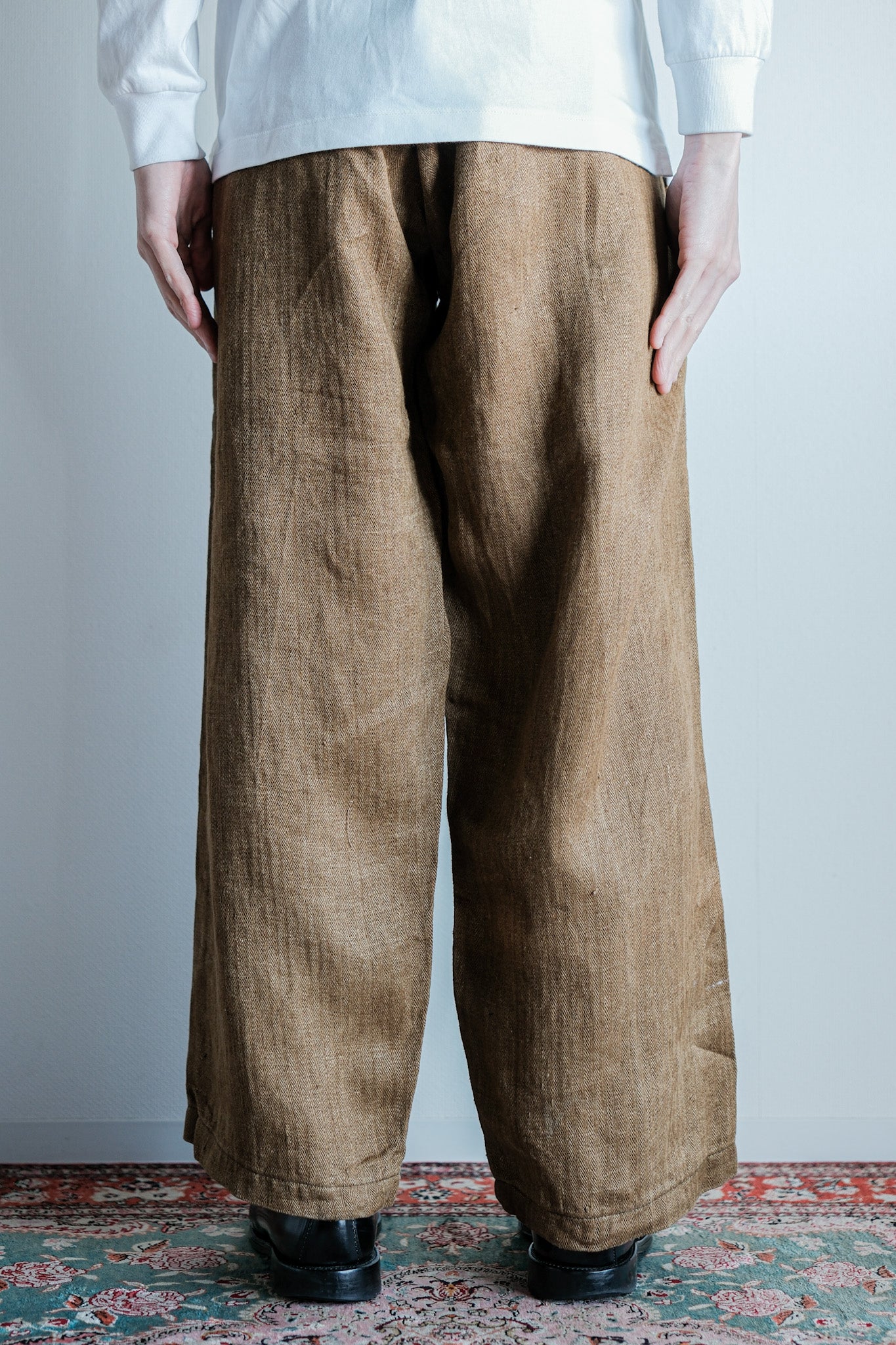 【~40's】WWⅡ German Army Drillich HBT Linen Trousers "Unusual Color" "Wehrmacht"
