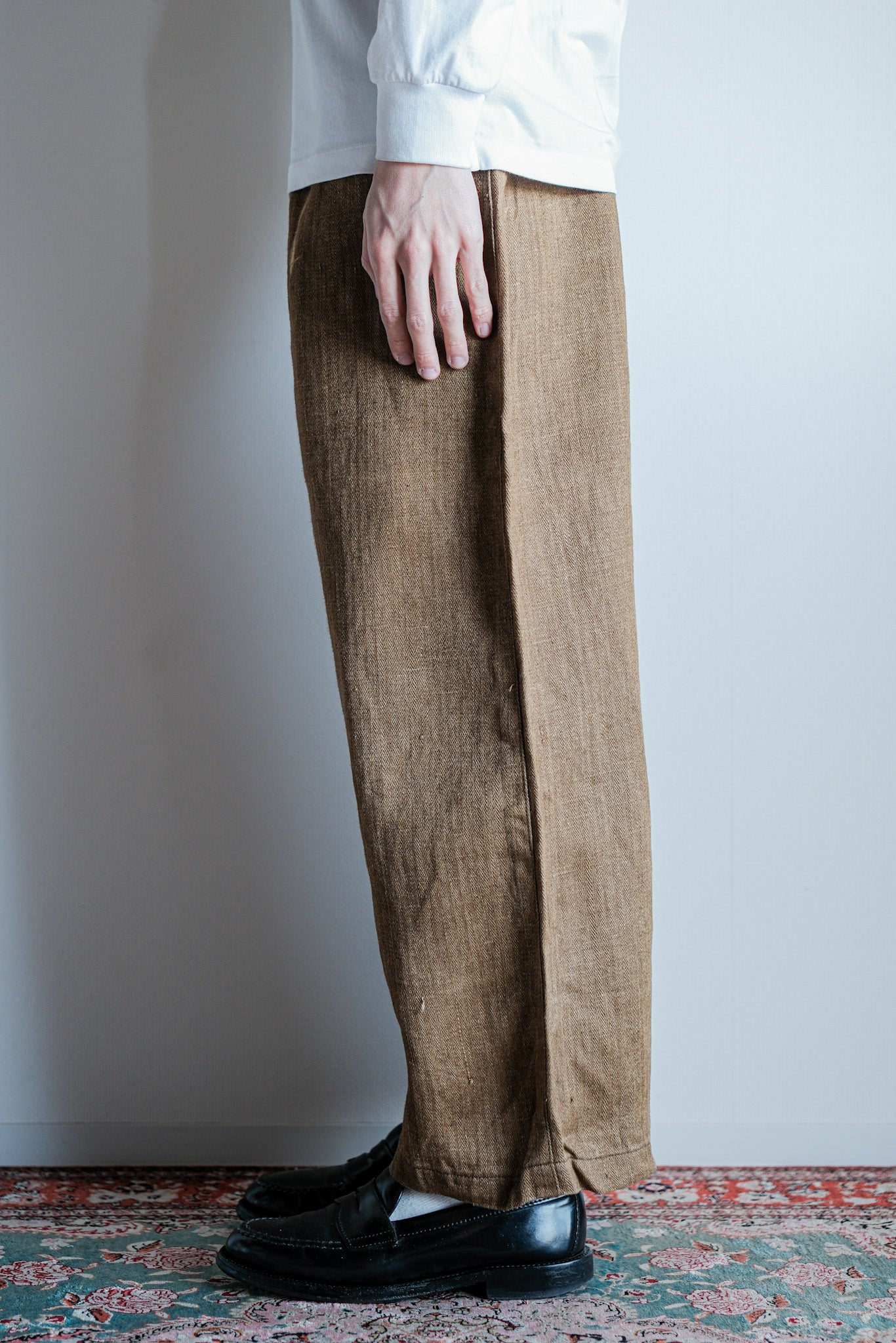 【~40's】WWⅡ German Army Drillich HBT Linen Trousers "Unusual Color" "Wehrmacht"