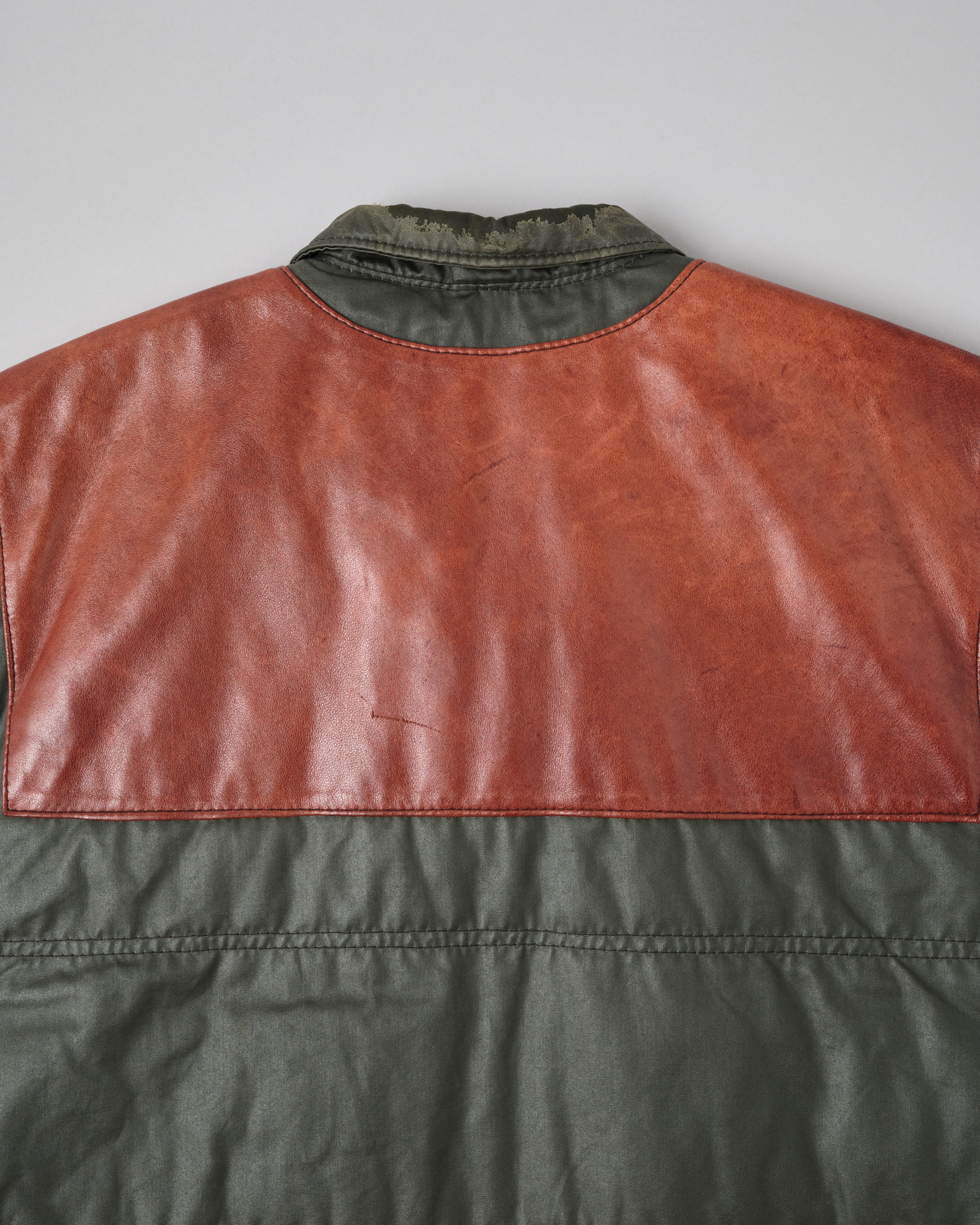 【~70's】British Vintage Switching Leather Nylon Zip Up Vest Size.40
