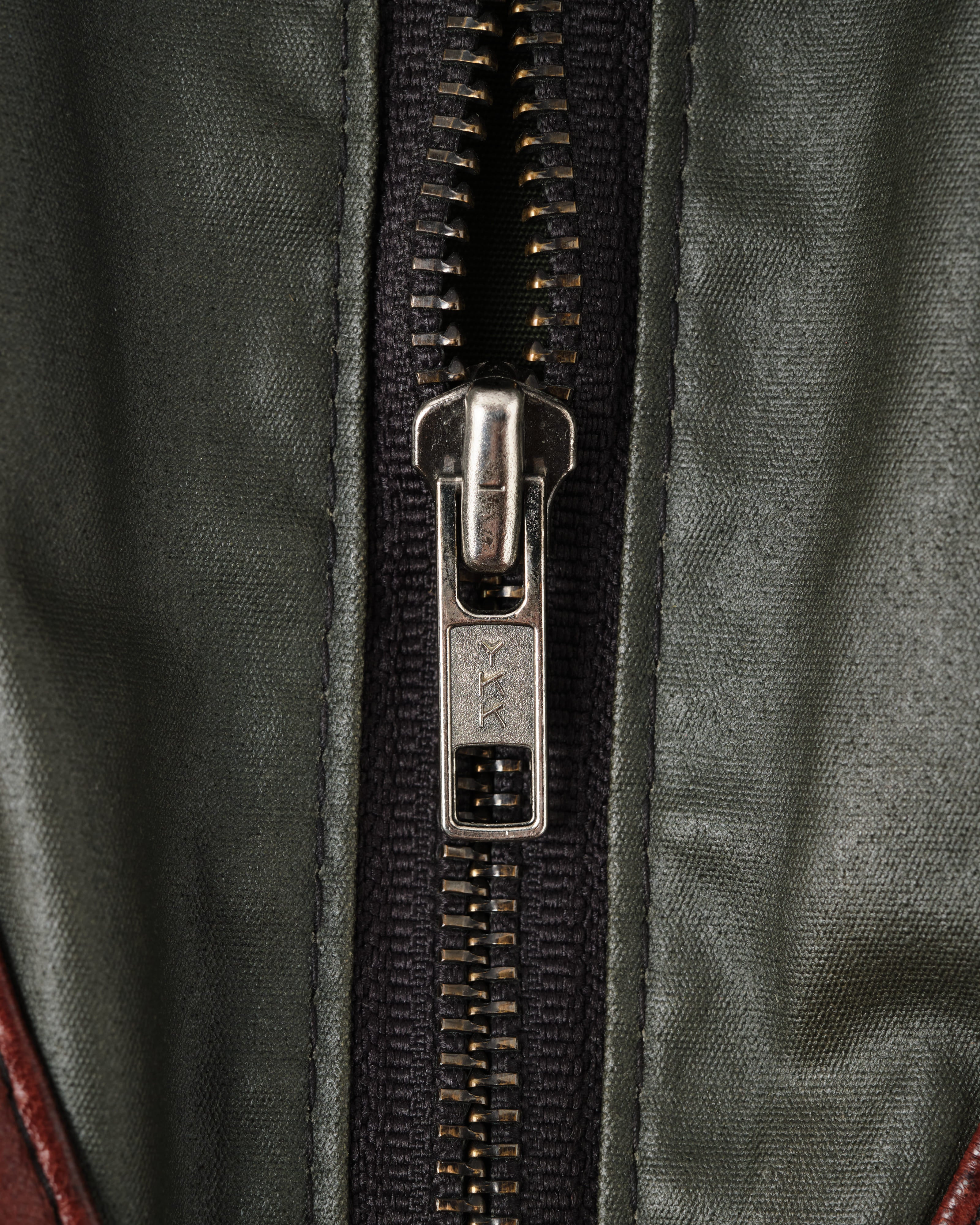 【~70's】British Vintage Switching Leather Nylon Zip Up Vest Size.40