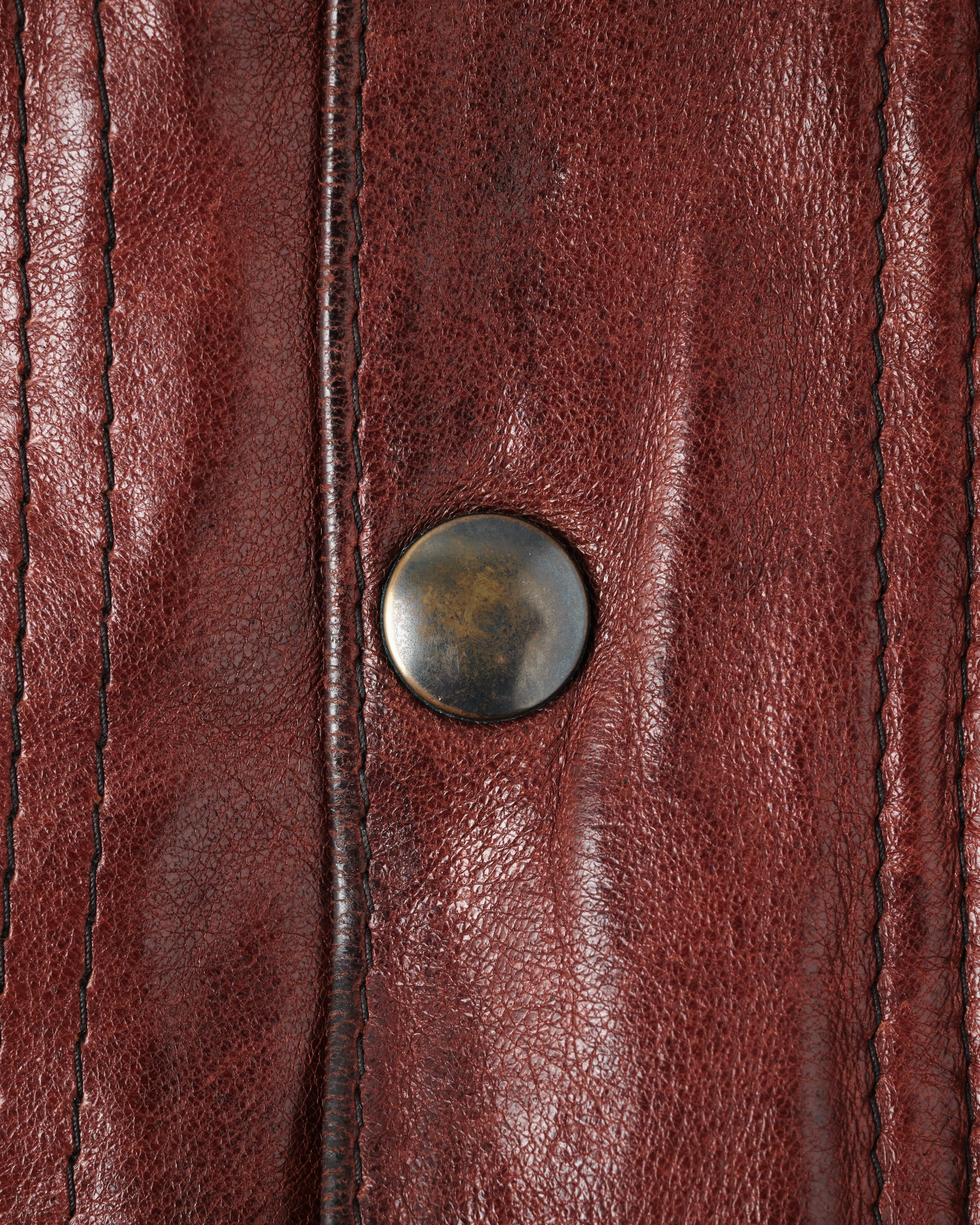 【~70's】British Vintage Switching Leather Nylon Zip Up Vest Size.40