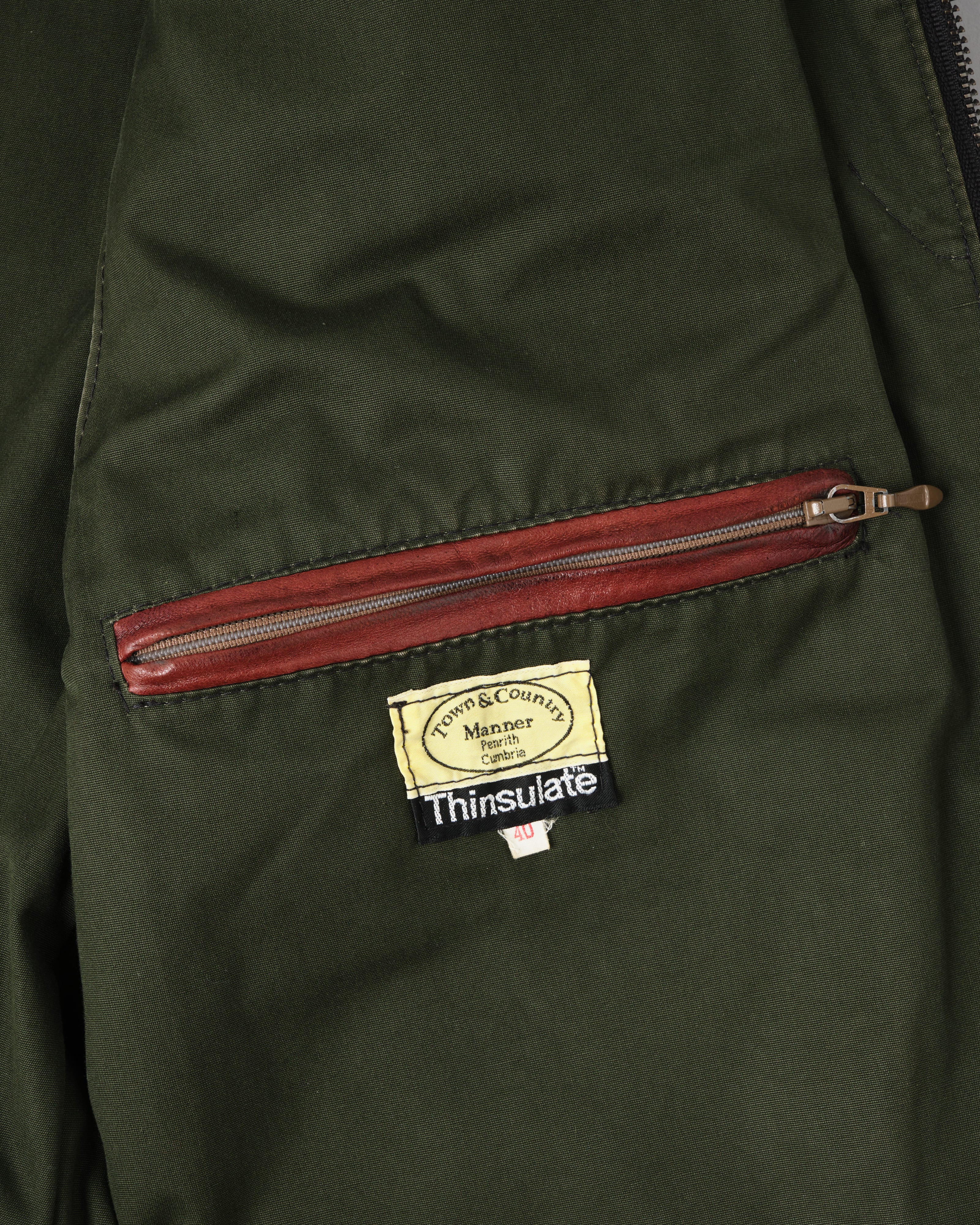 【~70's】British Vintage Switching Leather Nylon Zip Up Vest Size.40
