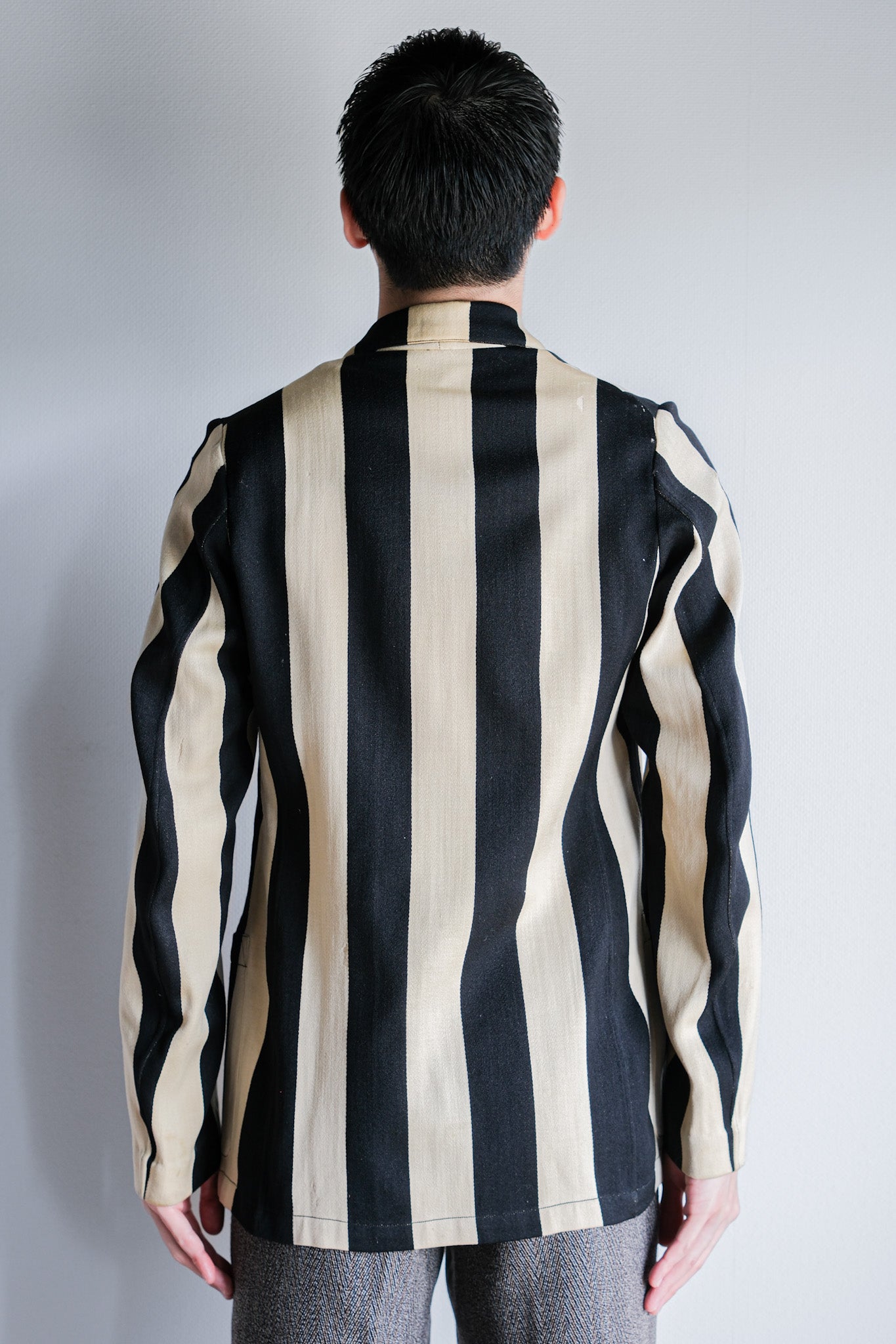 【~20's】British Vintage 2 Tone Striped College Jacket