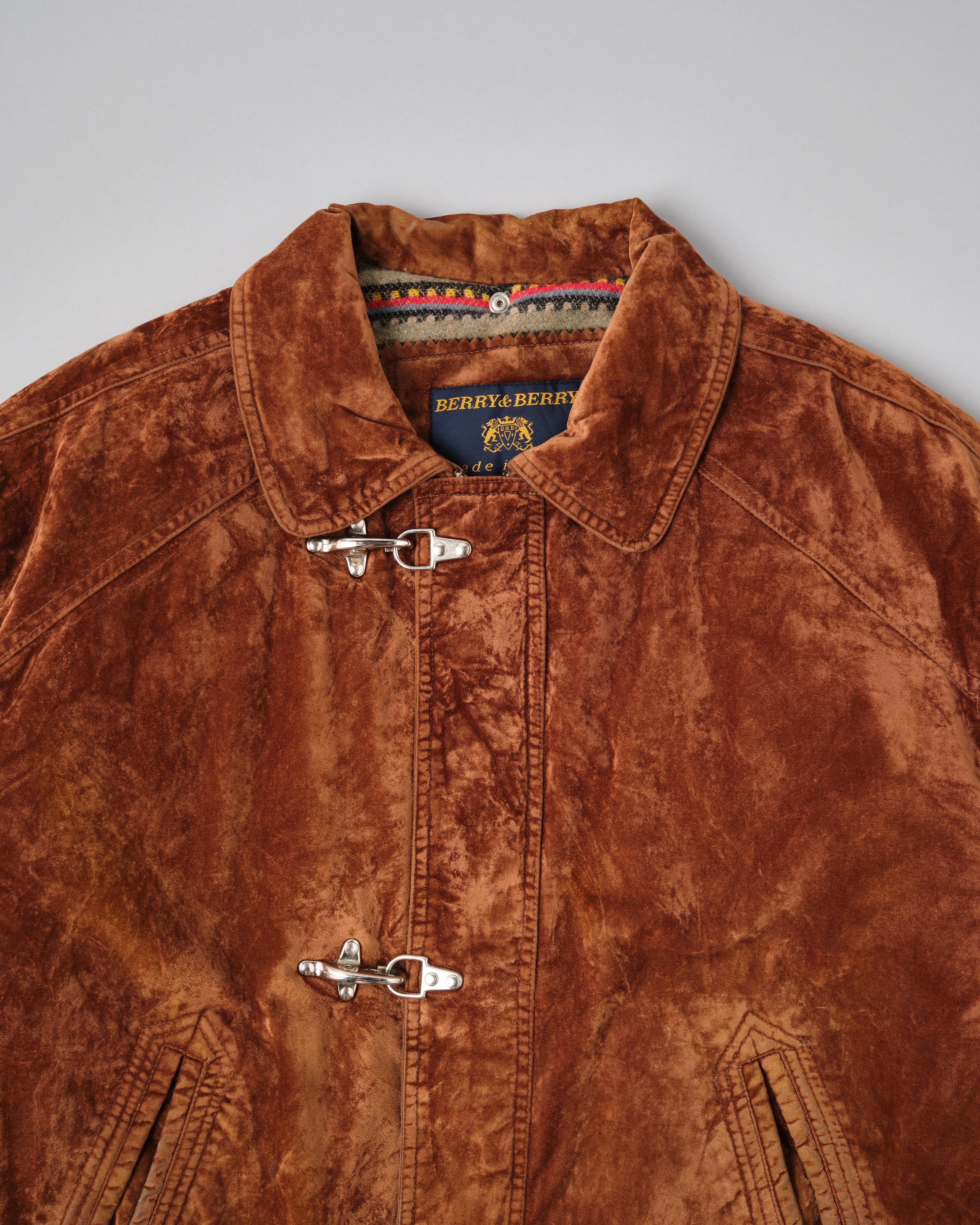 【~80's】Italian Vintage Brown Velvet Fireman Jacket Size.L "BERRY&BERRY"