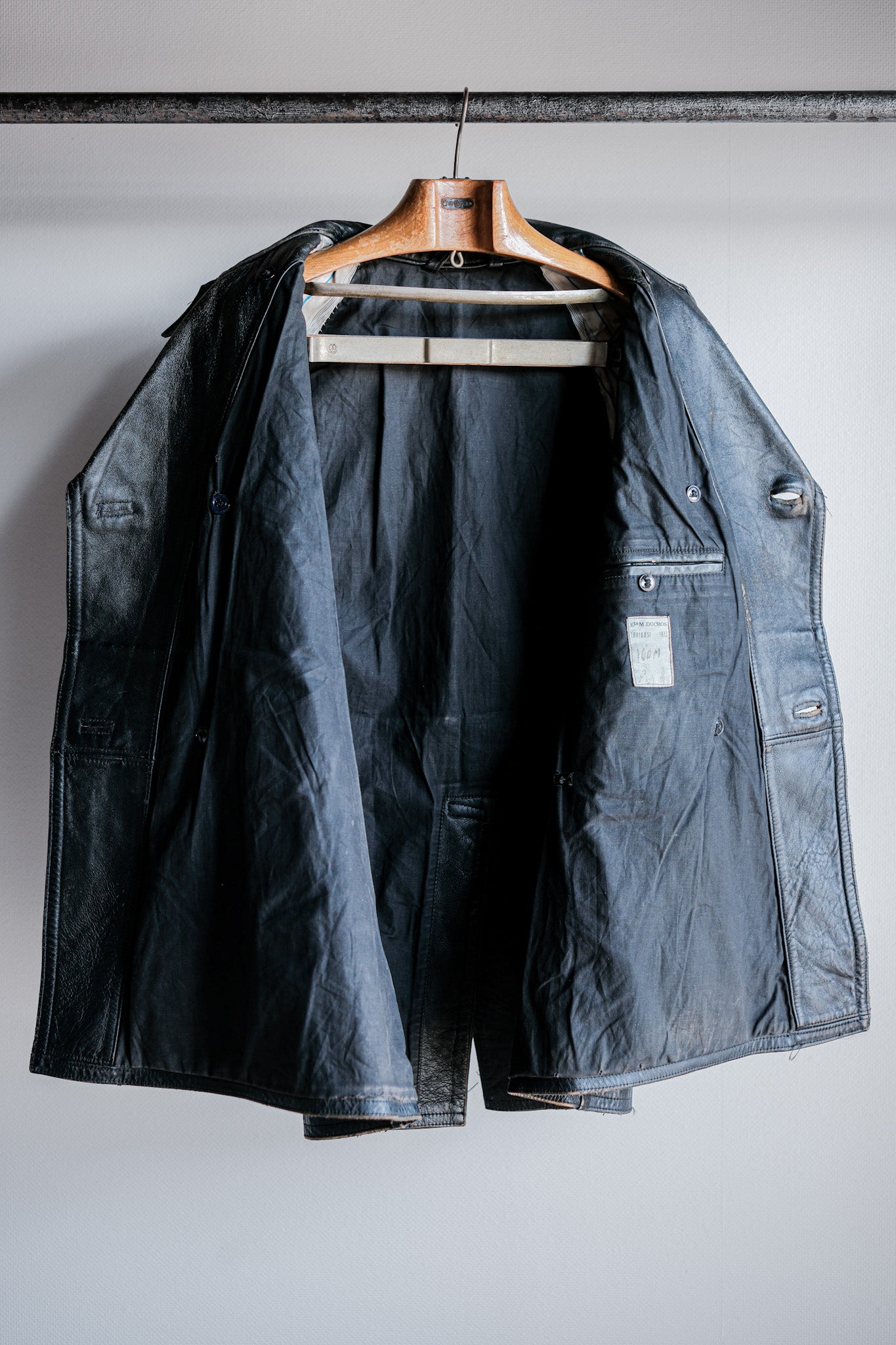 【~70's】French Army Motorcycle Leather Jacket Size.100M