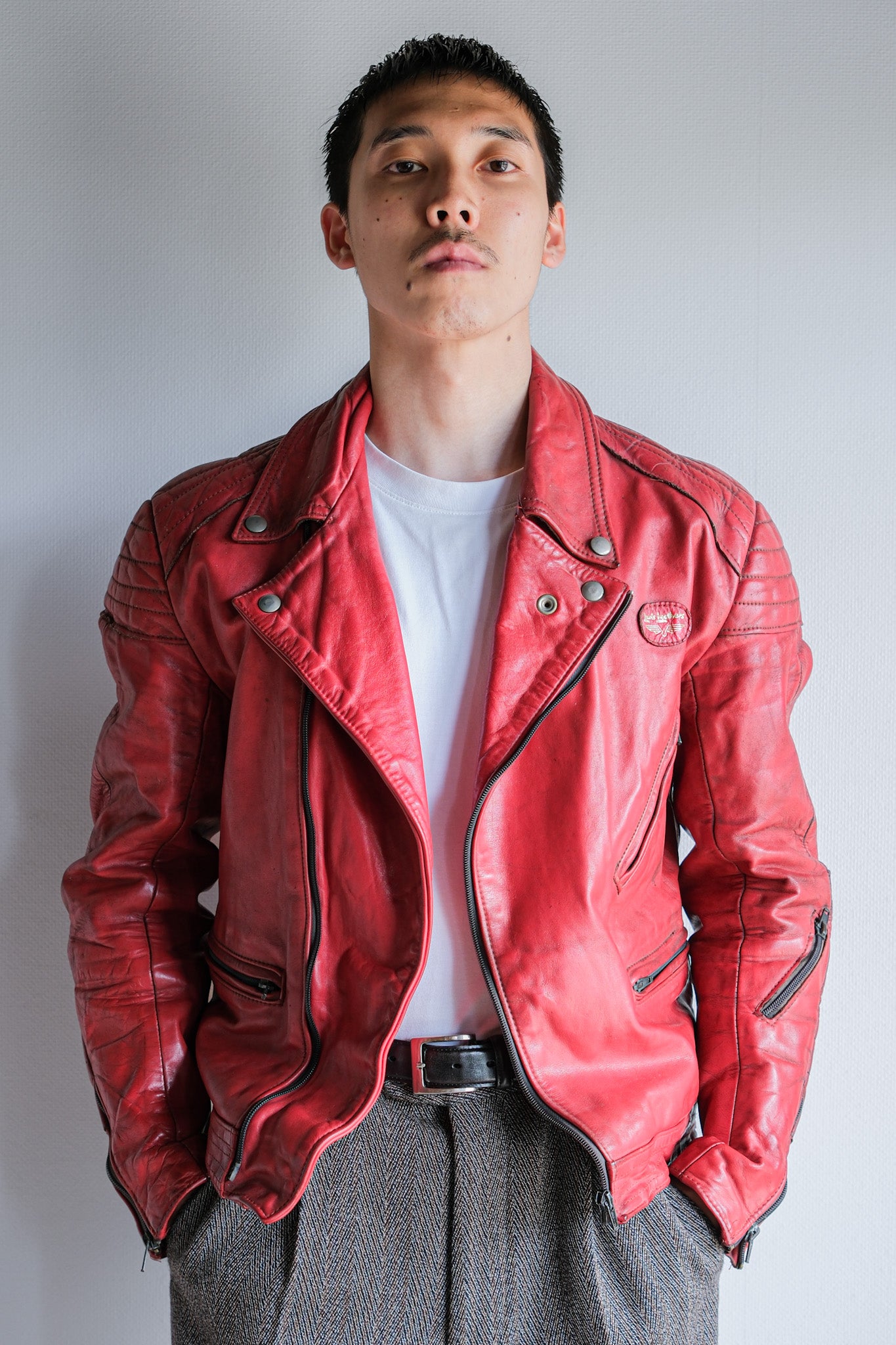 【~70’s】Vintage Lewis Leathers Red Leather Riders Jacket Size.40 "EUROPE"