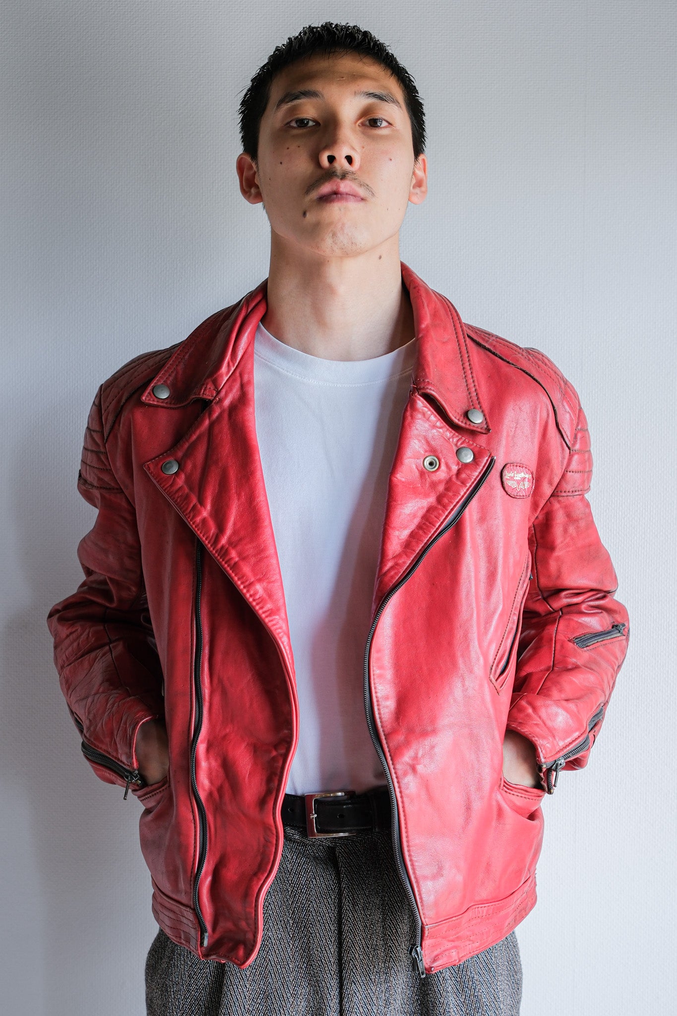 【~70’s】Vintage Lewis Leathers Red Leather Riders Jacket Size.40 "EUROPE"