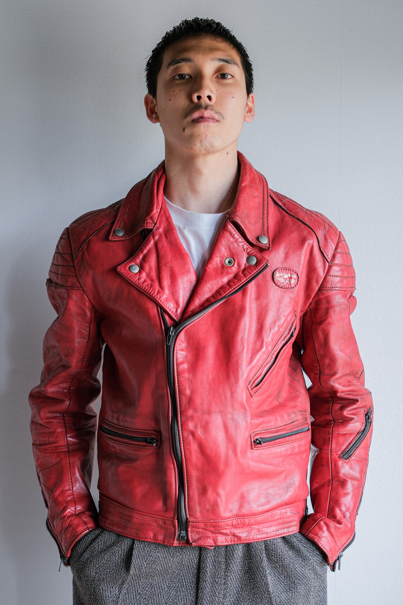 【~70’s】Vintage Lewis Leathers Red Leather Riders Jacket Size.40 "EUROPE"