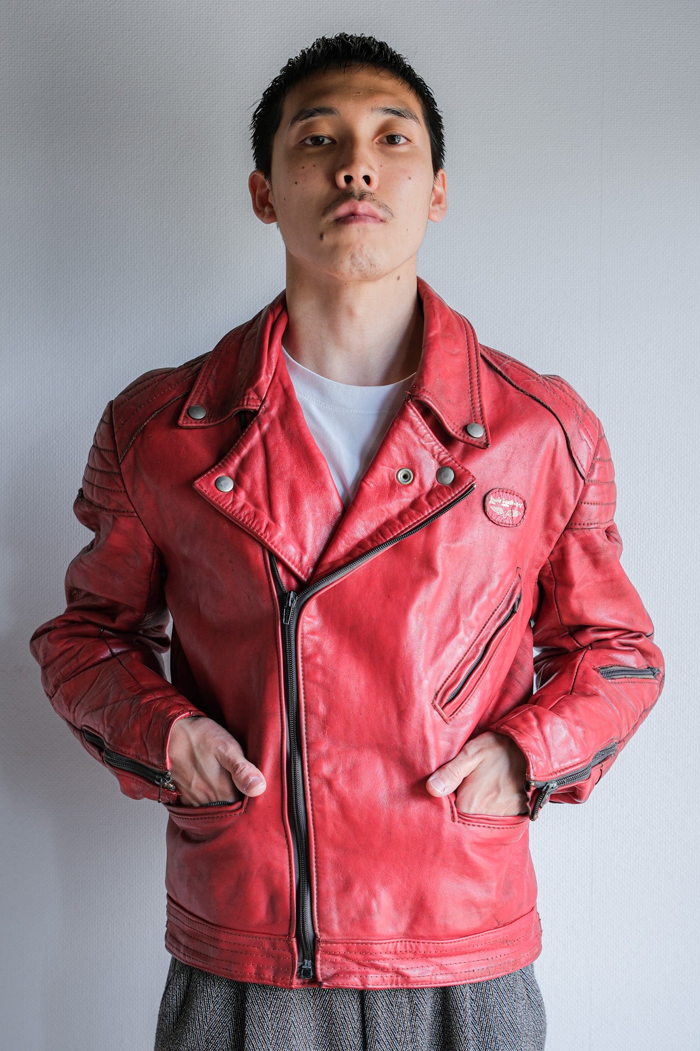【~70’s】Vintage Lewis Leathers Red Leather Riders Jacket Size.40 "EUROPE"