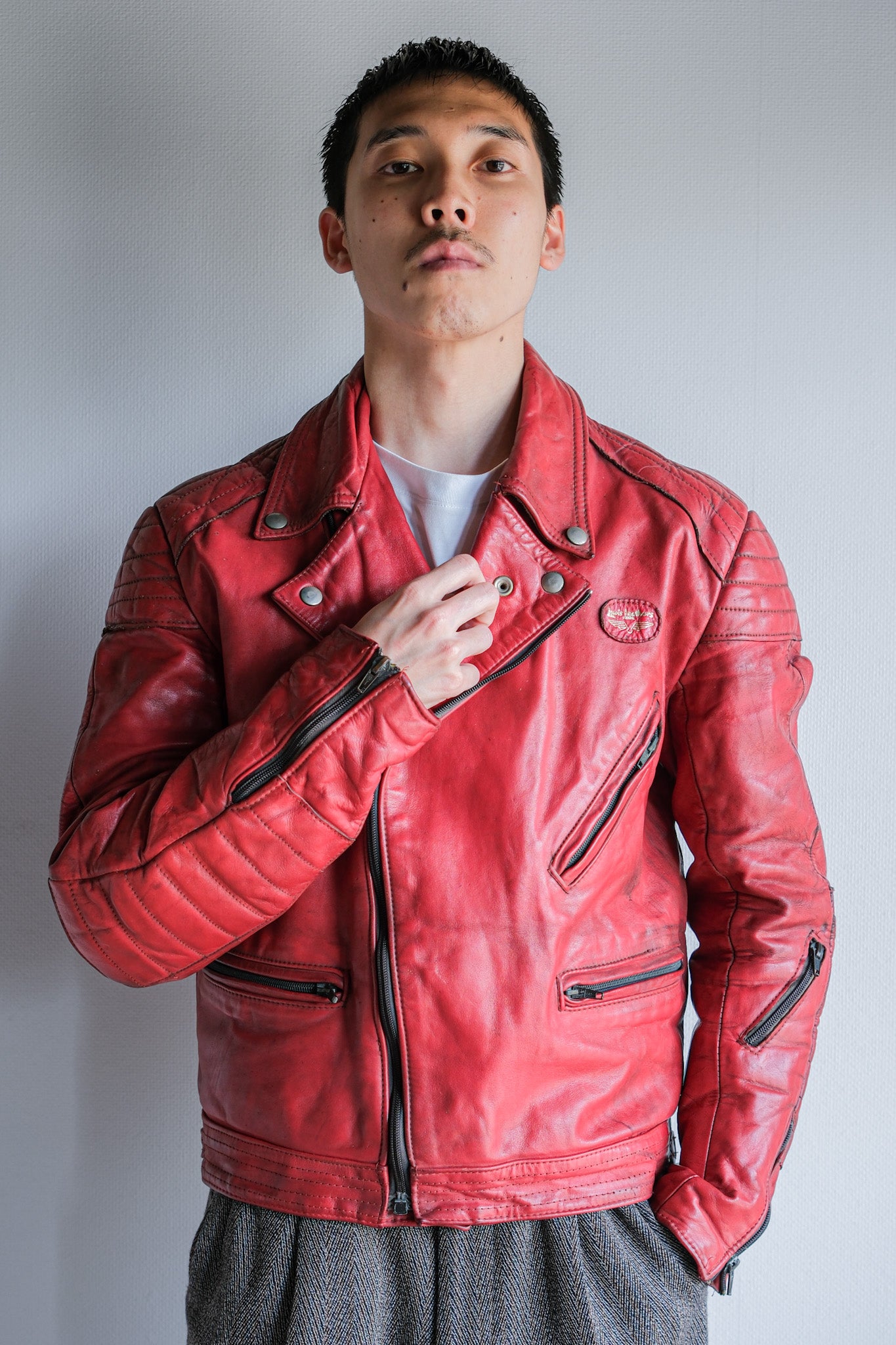 【~70’s】Vintage Lewis Leathers Red Leather Riders Jacket Size.40 "EUROPE"