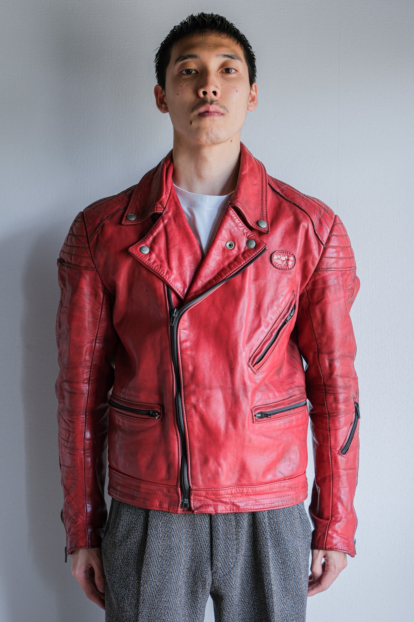 【~70’s】Vintage Lewis Leathers Red Leather Riders Jacket Size.40 "EUROPE"