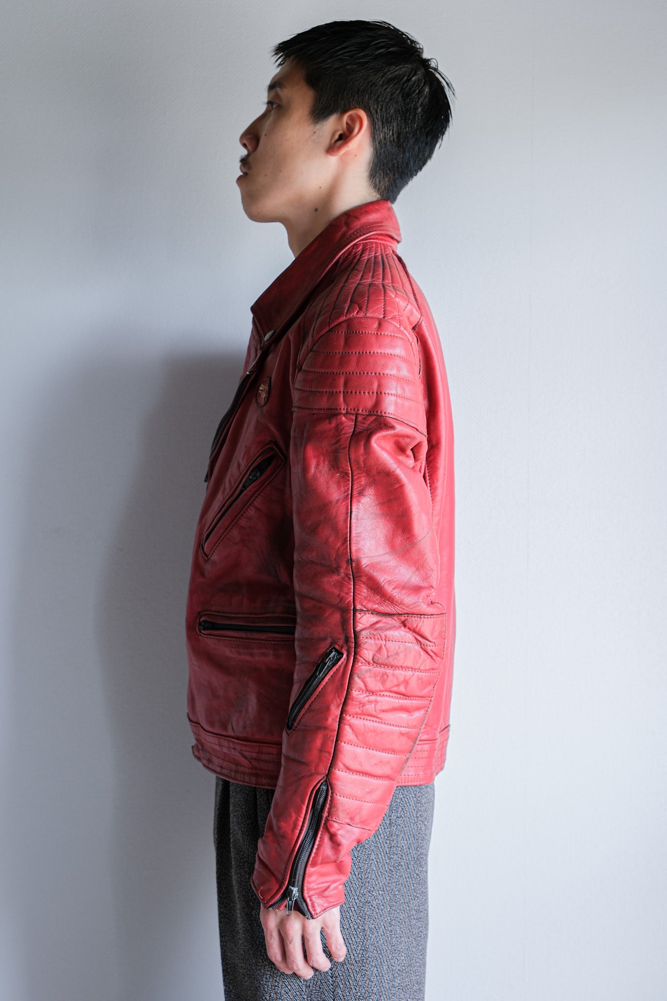 【~70’s】Vintage Lewis Leathers Red Leather Riders Jacket Size.40 "EUROPE"