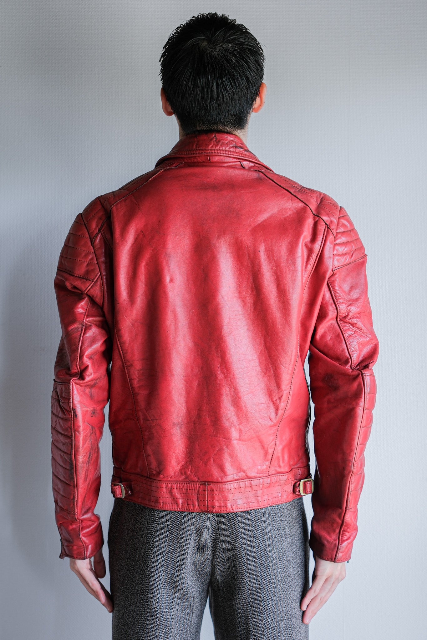 【~70’s】Vintage Lewis Leathers Red Leather Riders Jacket Size.40 "EUROPE"