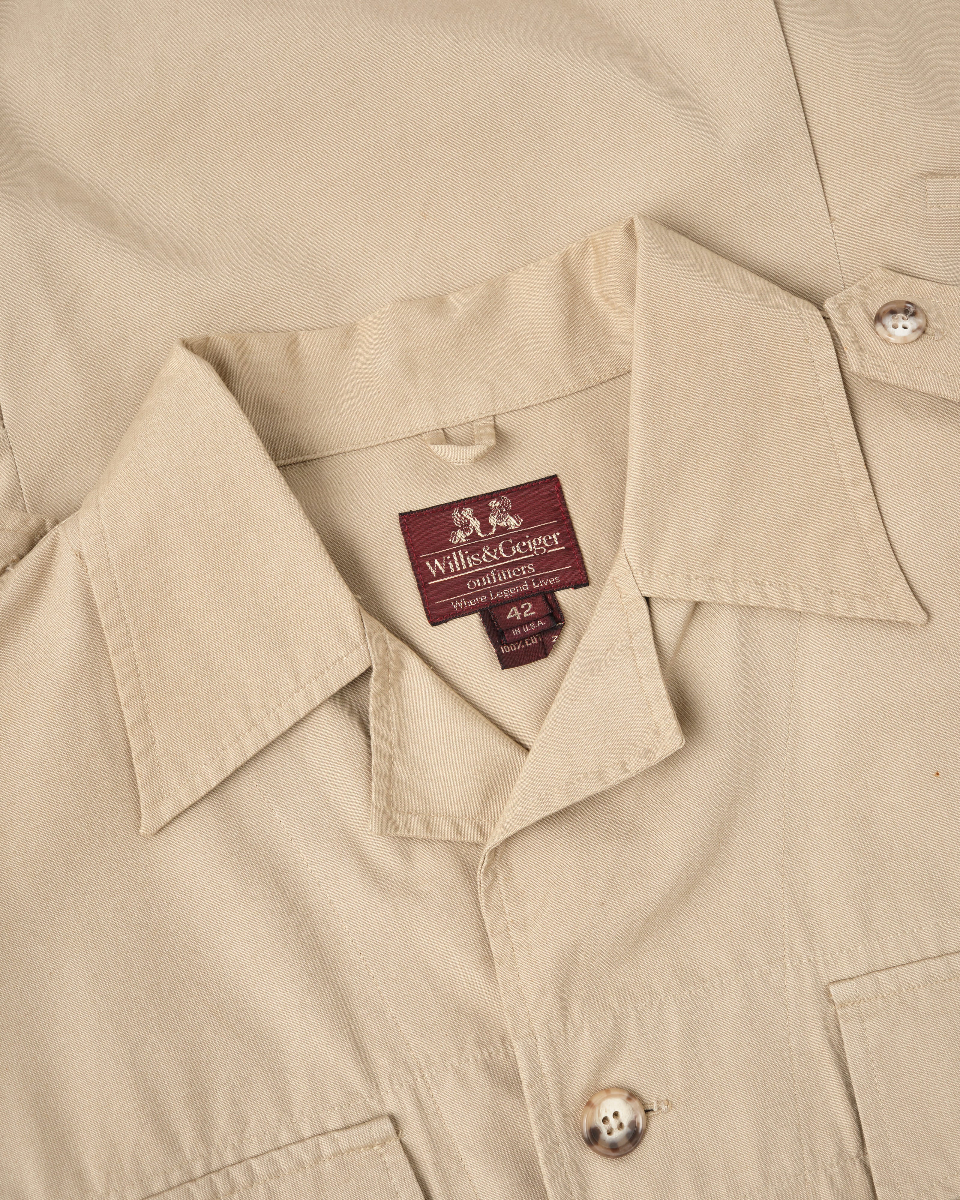 【~80's】Vintage Willis&Geiger Bush Poplin Safari Jacket Size.42 "Made in U.S.A."