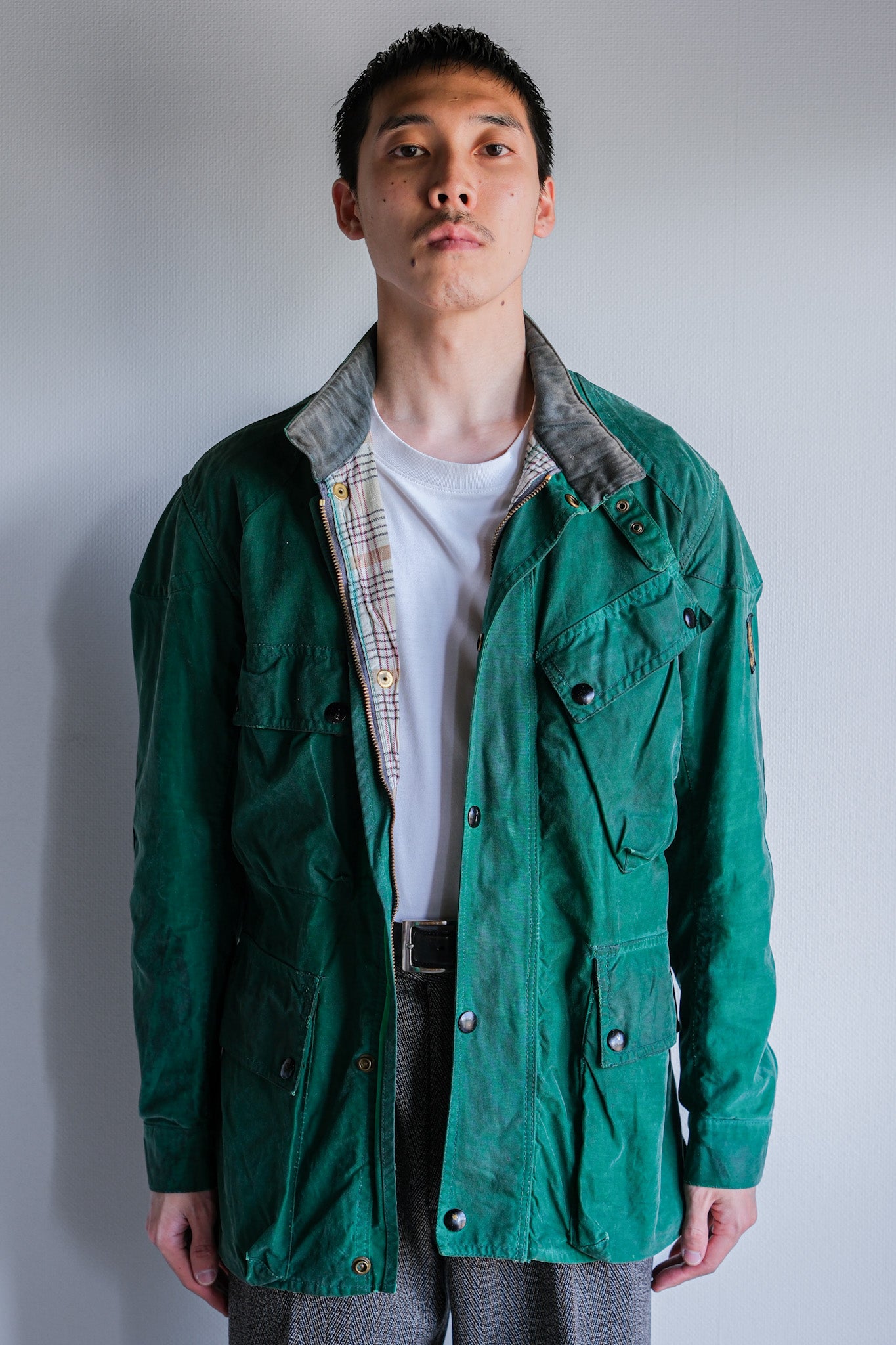 【~60's】Vintage Belstaff Green Waxed Jacket Size.38 "TRIALMASTER"