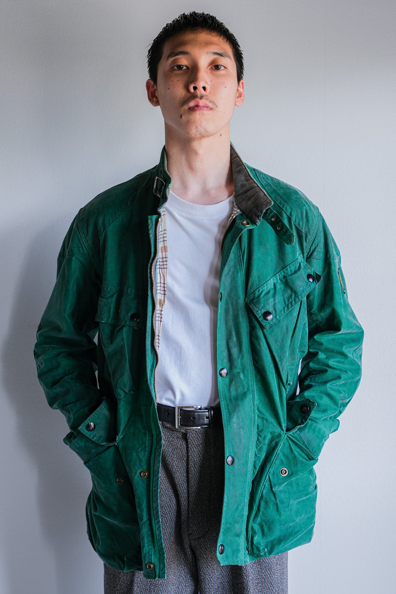 【~60's】Vintage Belstaff Green Waxed Jacket Size.38 "TRIALMASTER"