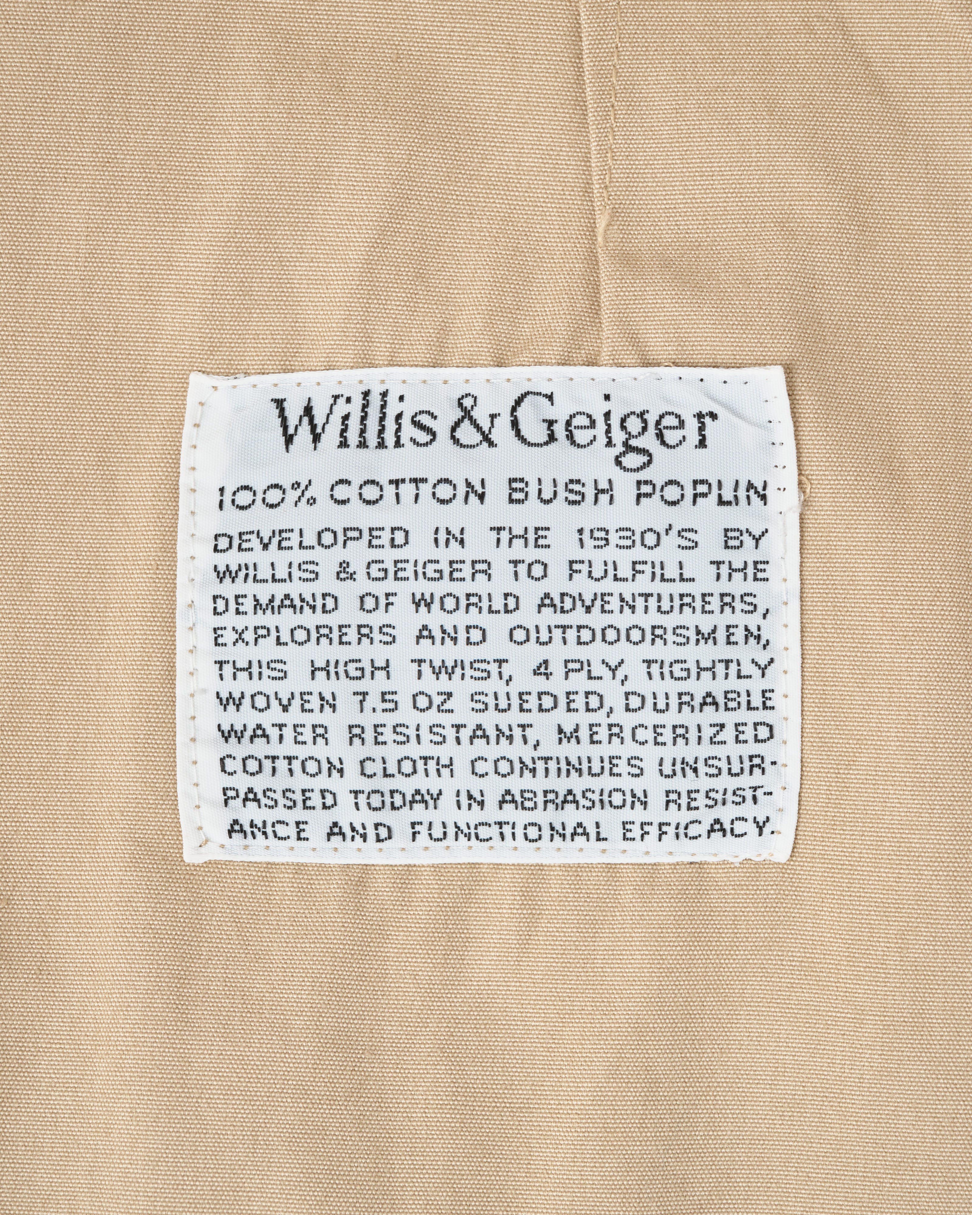 【~80's】Vintage Willis&Geiger Bush Poplin Safari Jacket Size.42 "Made in U.S.A."