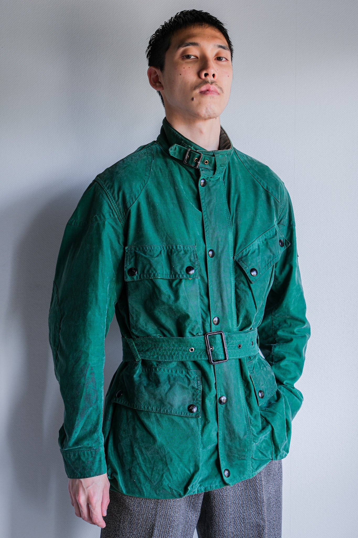 【~60's】Vintage Belstaff Green Waxed Jacket Size.38 "TRIALMASTER"