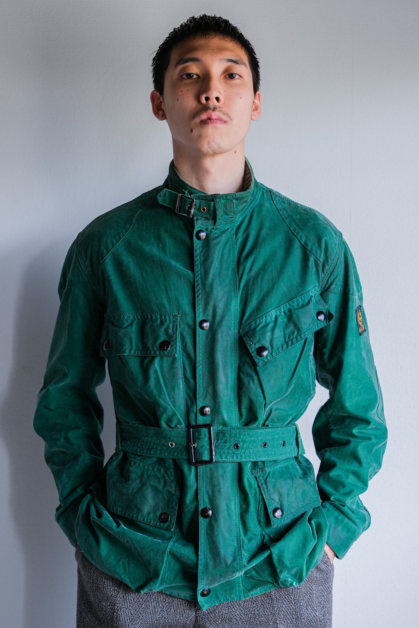 【~60's】Vintage Belstaff Green Waxed Jacket Size.38 "TRIALMASTER"