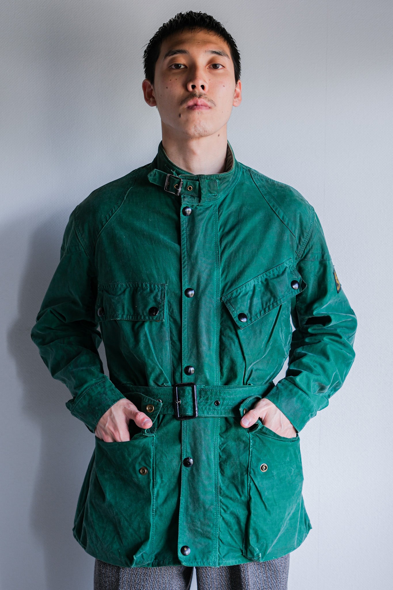 【~60's】Vintage Belstaff Green Waxed Jacket Size.38 "TRIALMASTER"