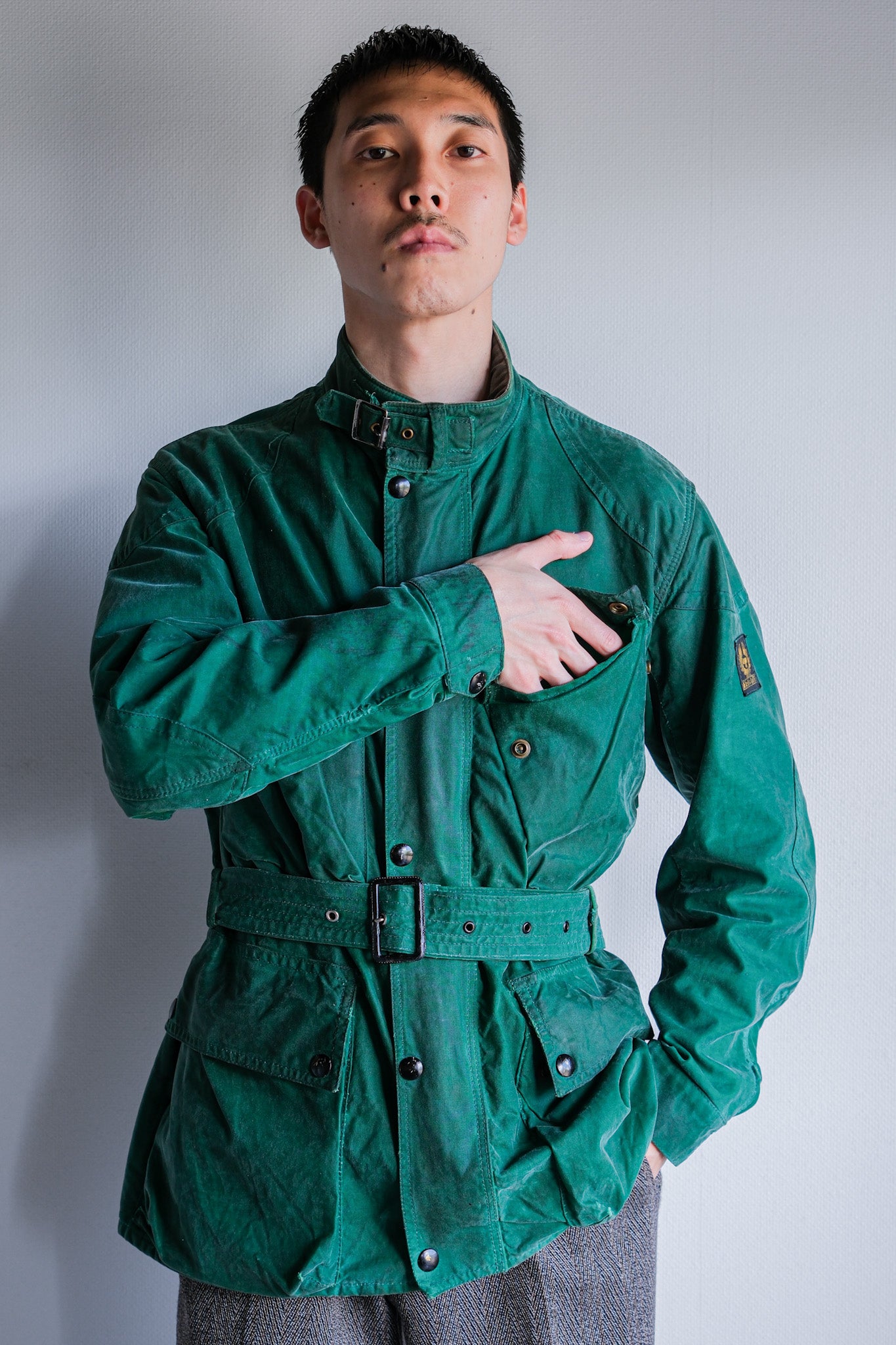 【~60's】Vintage Belstaff Green Waxed Jacket Size.38 "TRIALMASTER"