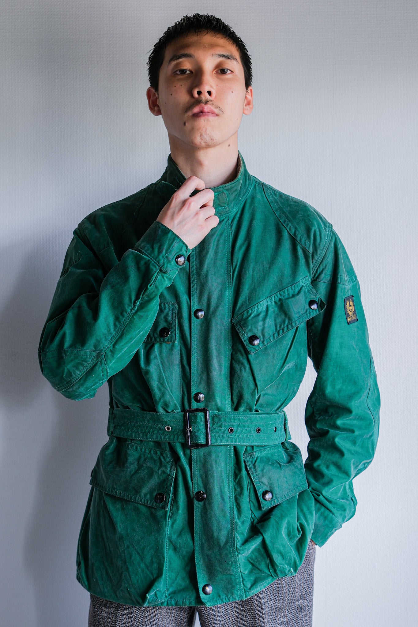 【~60's】Vintage Belstaff Green Waxed Jacket Size.38 "TRIALMASTER"