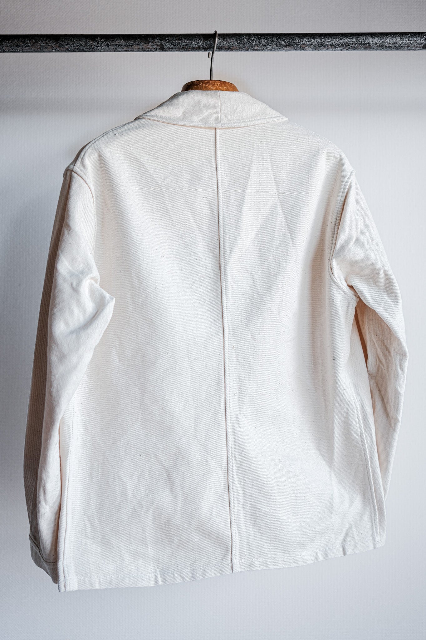 【~40's】French Vintage White Cotton Twill Work Jacket Size.50 "Dead Stock"