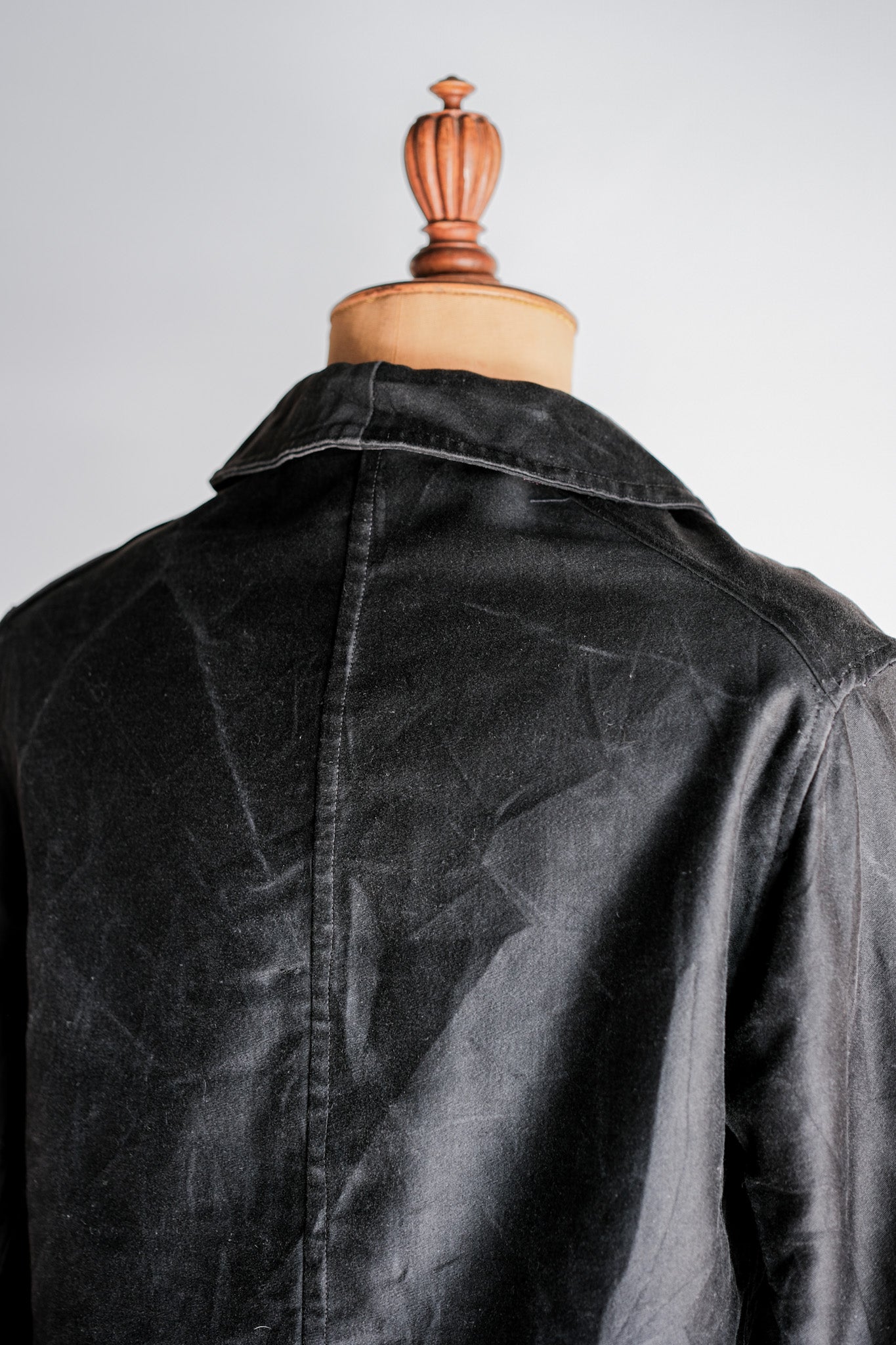 【~30's】French Vintage Black Moleskin Work Jacket "6 Buttons"