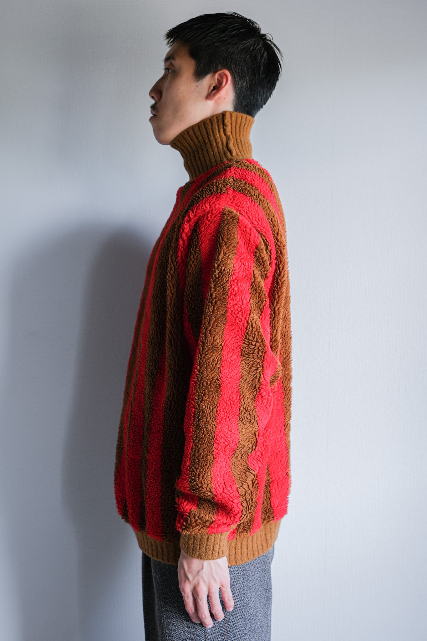 【~60's】British Vintage 2 Tone Striped High Necked Sweater