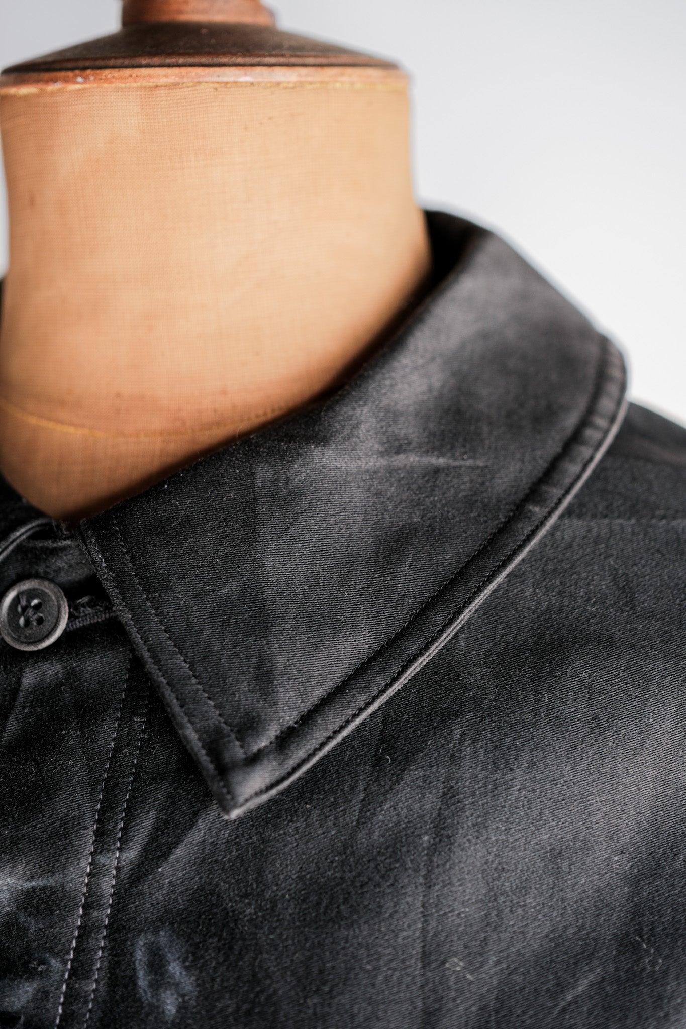 【~30's】French Vintage Black Moleskin Work Jacket "6 Buttons"