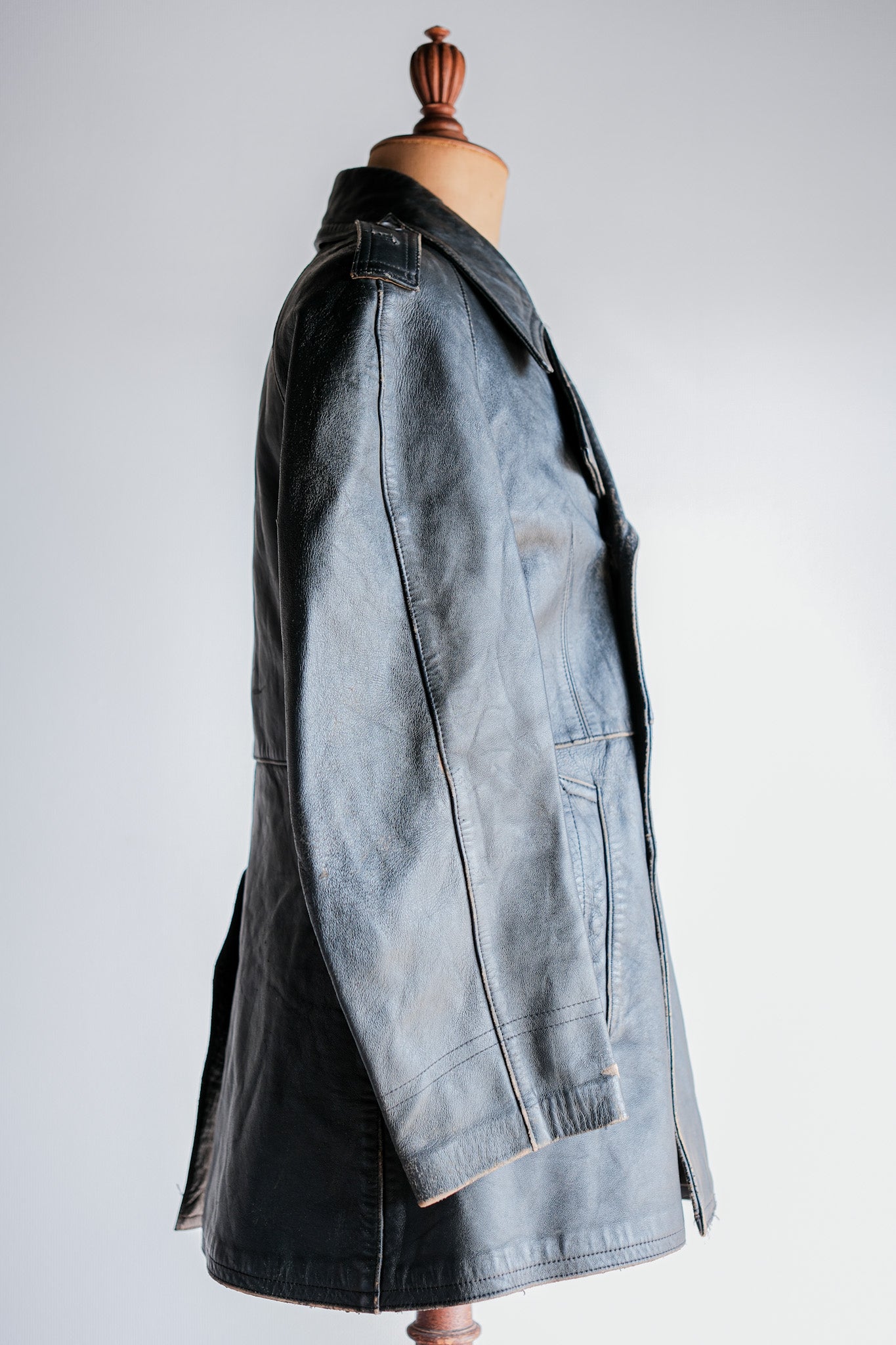 【~70's】French Army Motorcycle Leather Jacket Size.100M