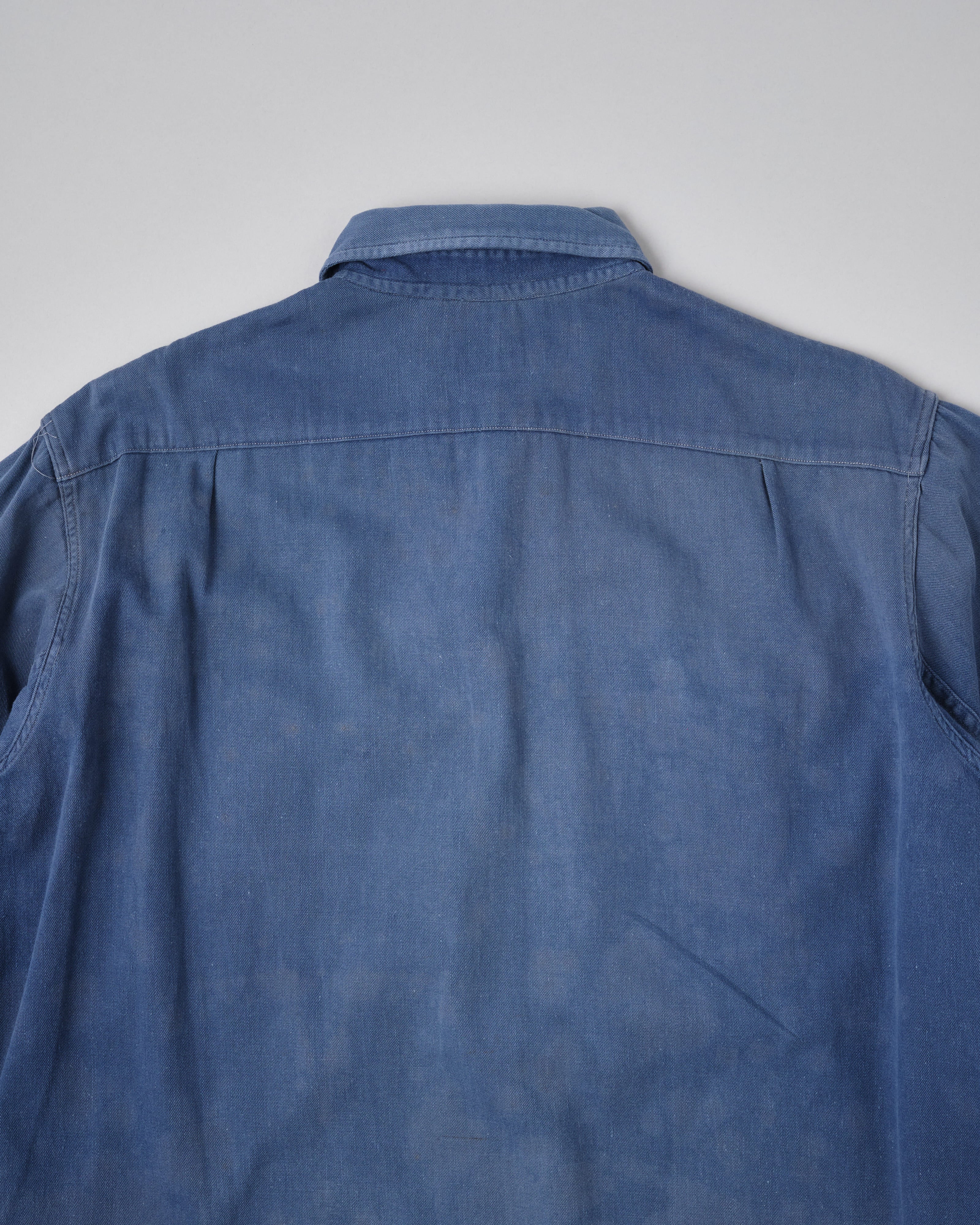 【~50’s】French Vintage Blue Cotton Twill Grandpa Shirt Size.41 "Adolphe Lafont"
